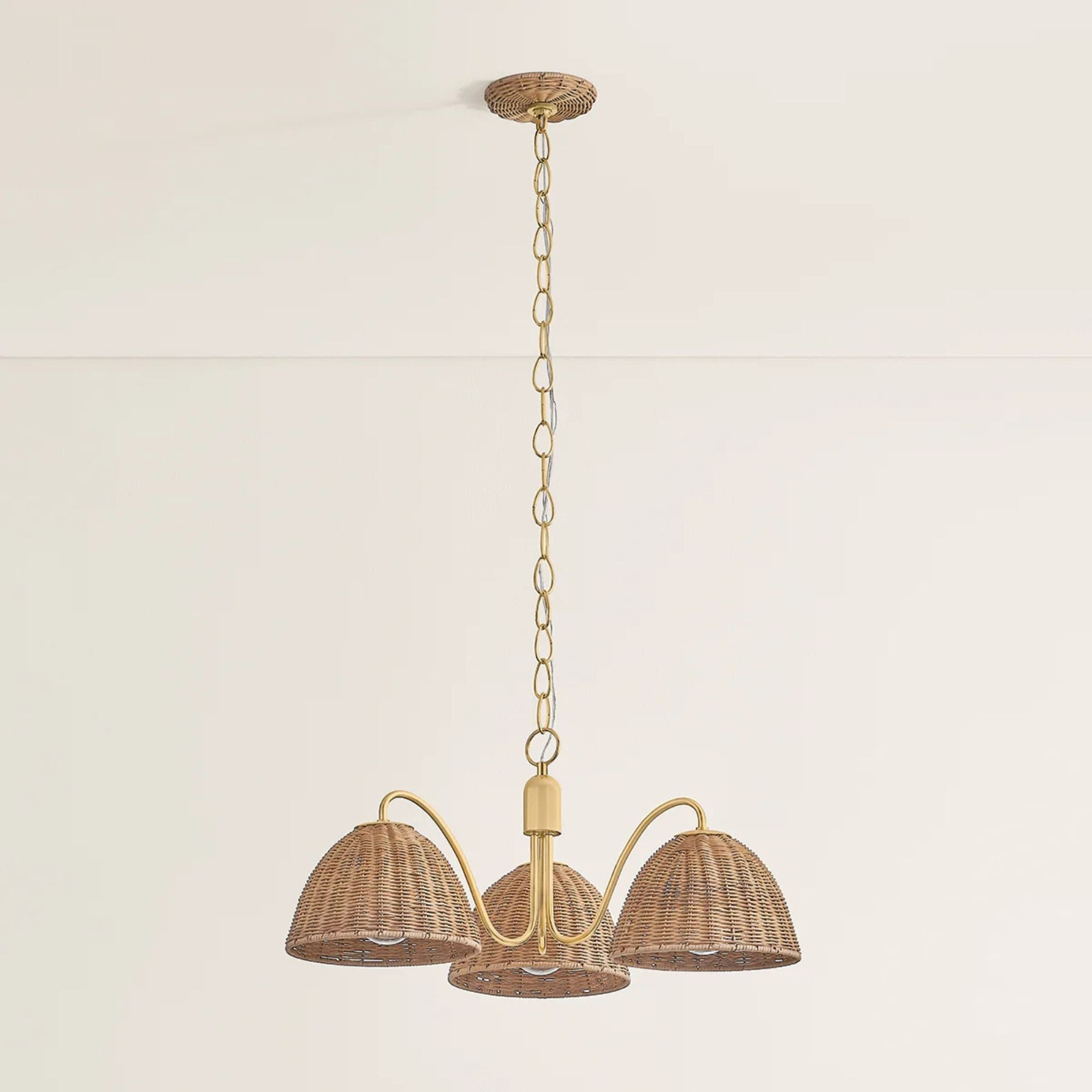 Katniss 28" 3-Light Chandelier, Aged Brass Finish
