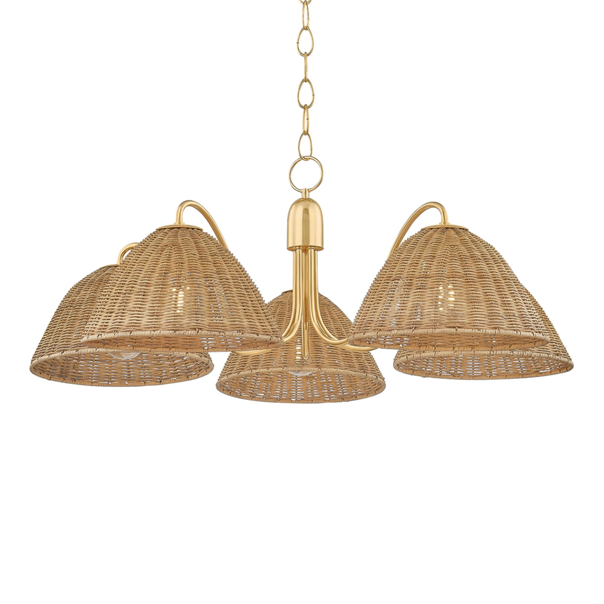 Katniss 39" 5-Light Chandelier, Aged Brass Finish