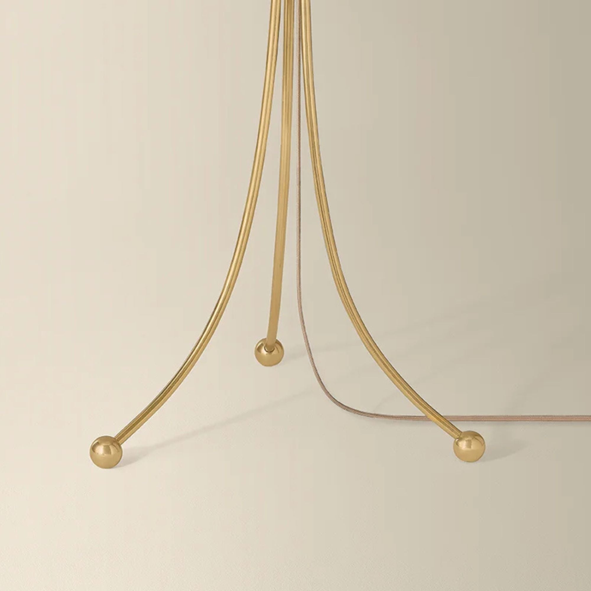 Mitzi Katya 61 in. Floor Lamp, Aged Brass with Conical Cotton Shade