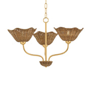 Mitzi Kehlani 24 in. 3-Light Chandelier, Aged Brass with Natural Woven Light Wicker Shades