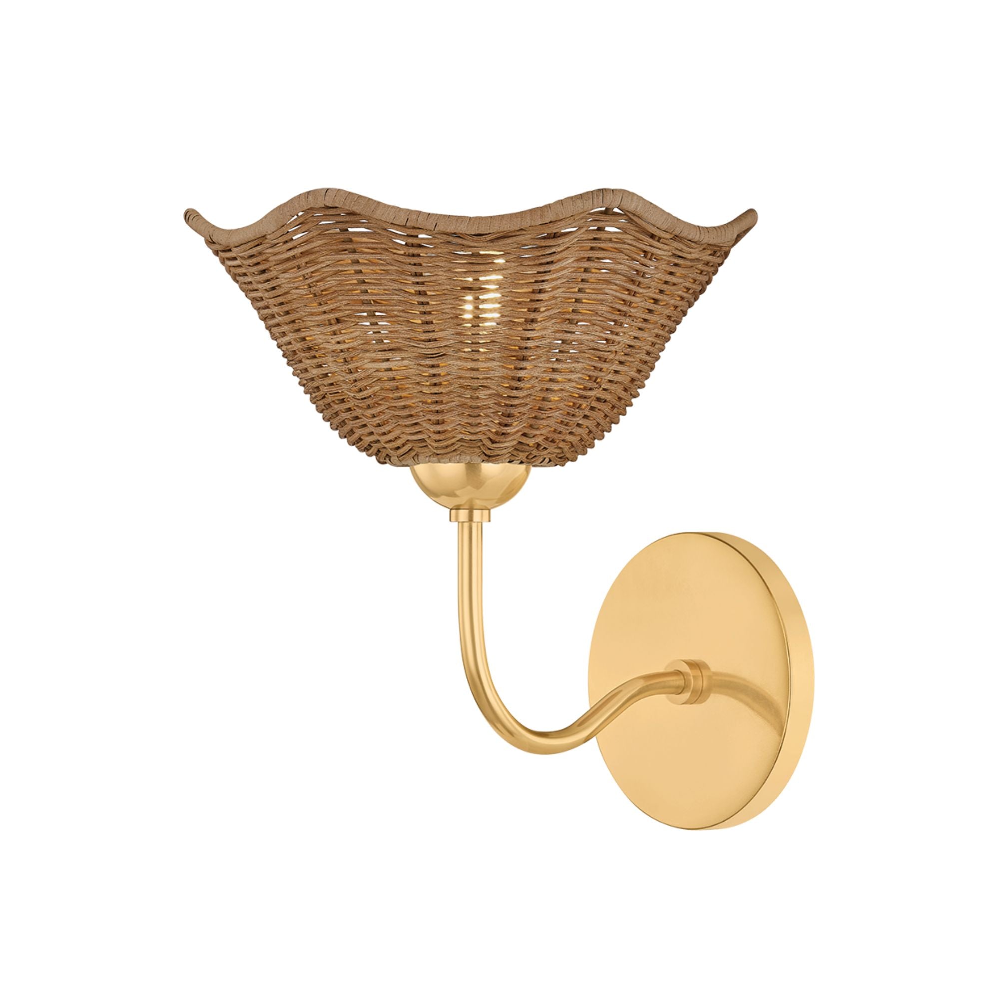 Mitzi Kehlani 9.5 in. Wall Sconce, Aged Brass with Natural Woven Light Wicker Shade