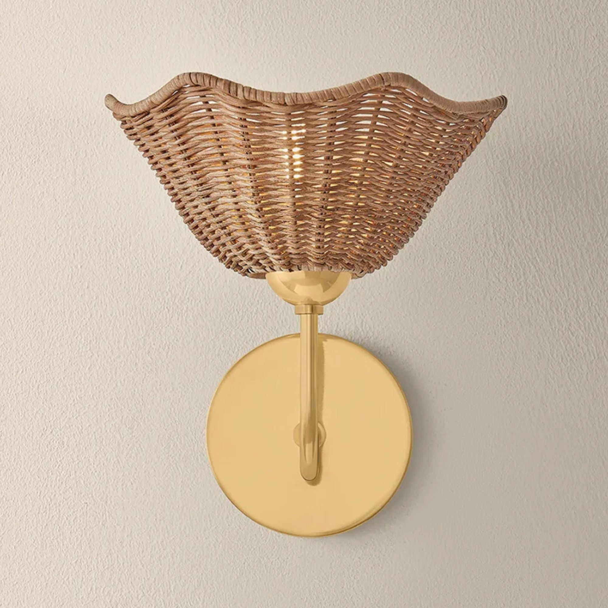 Mitzi Kehlani 9.5 in. Wall Sconce, Aged Brass with Natural Woven Light Wicker Shade
