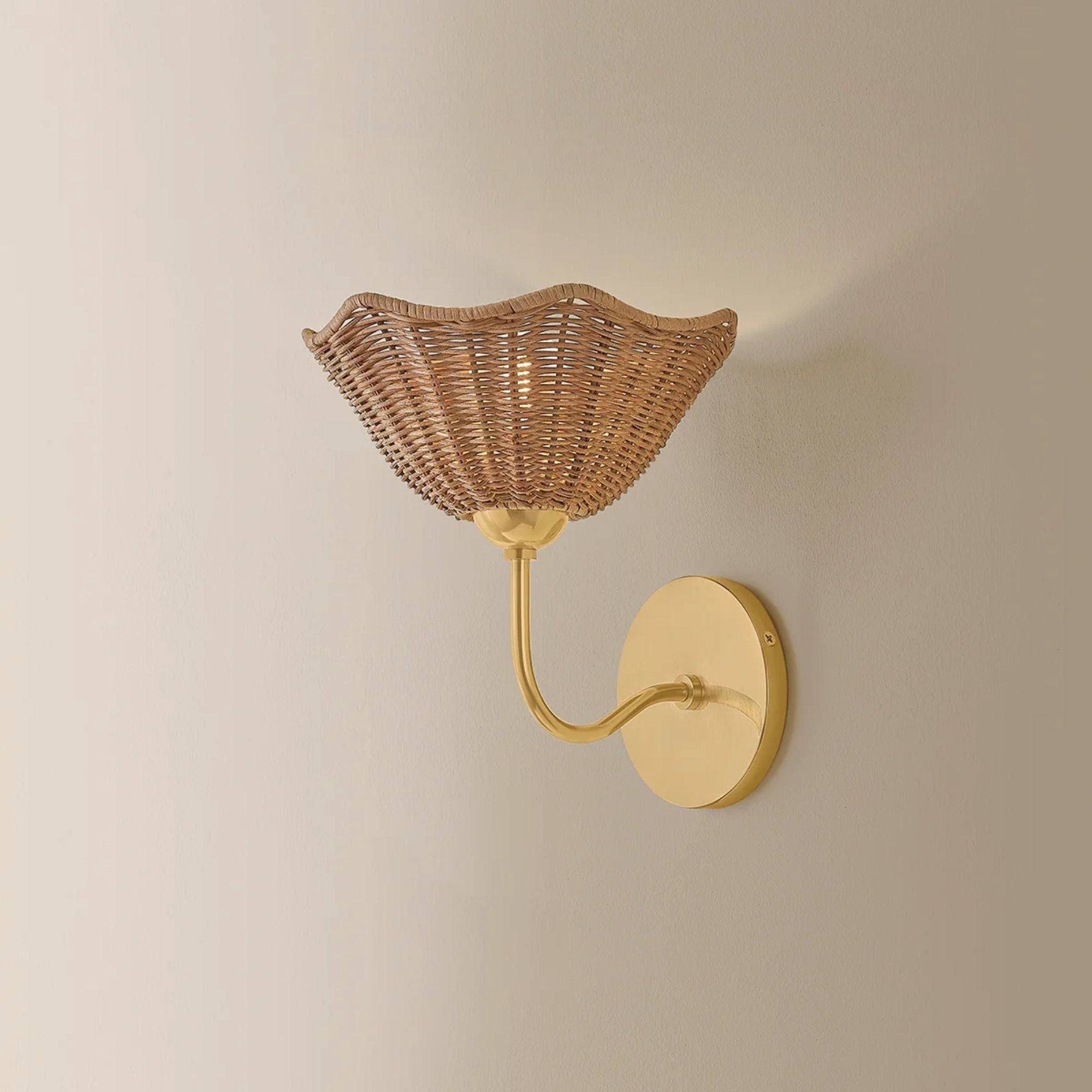 Mitzi Kehlani 9.5 in. Wall Sconce, Aged Brass with Natural Woven Light Wicker Shade
