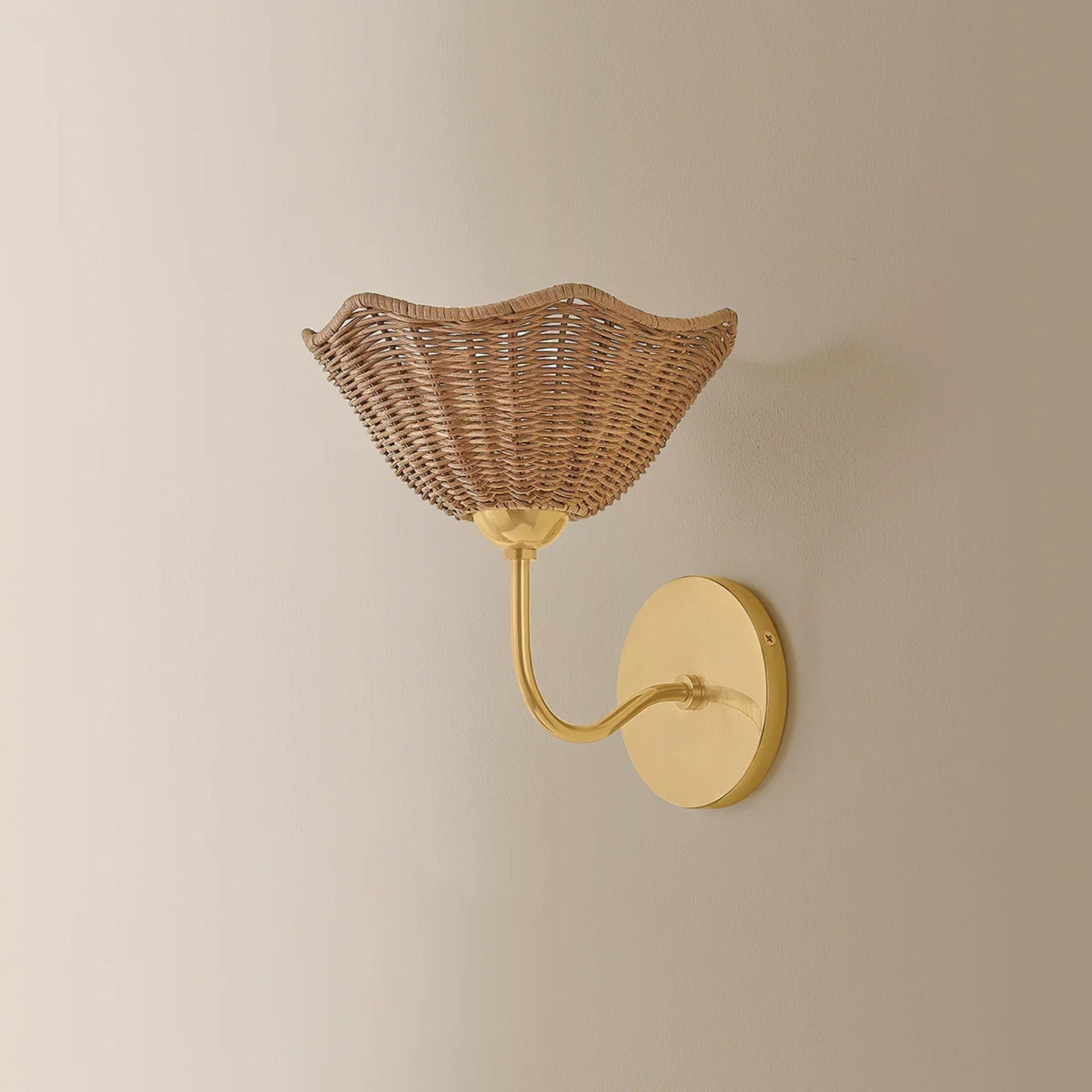 Mitzi Kehlani 9.5 in. Wall Sconce, Aged Brass with Natural Woven Light Wicker Shade
