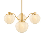 Mitzi Kristen 29.75 in. 4-Light Chandelier, Aged Brass with Cloud Glass
