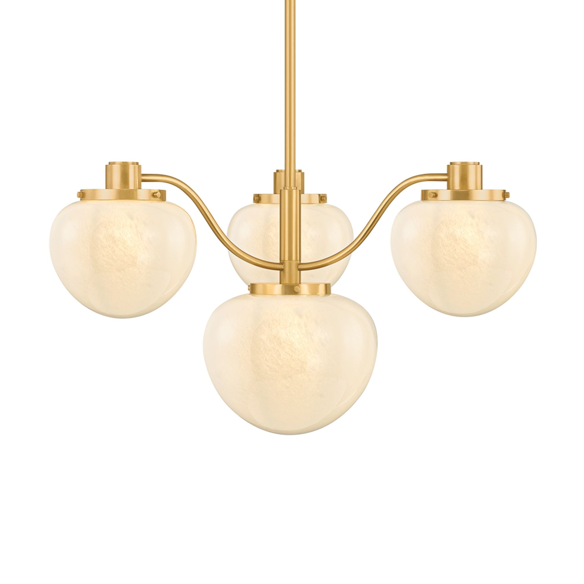 Mitzi Kristen 29.75 in. 4-Light Chandelier, Aged Brass with Cloud Glass