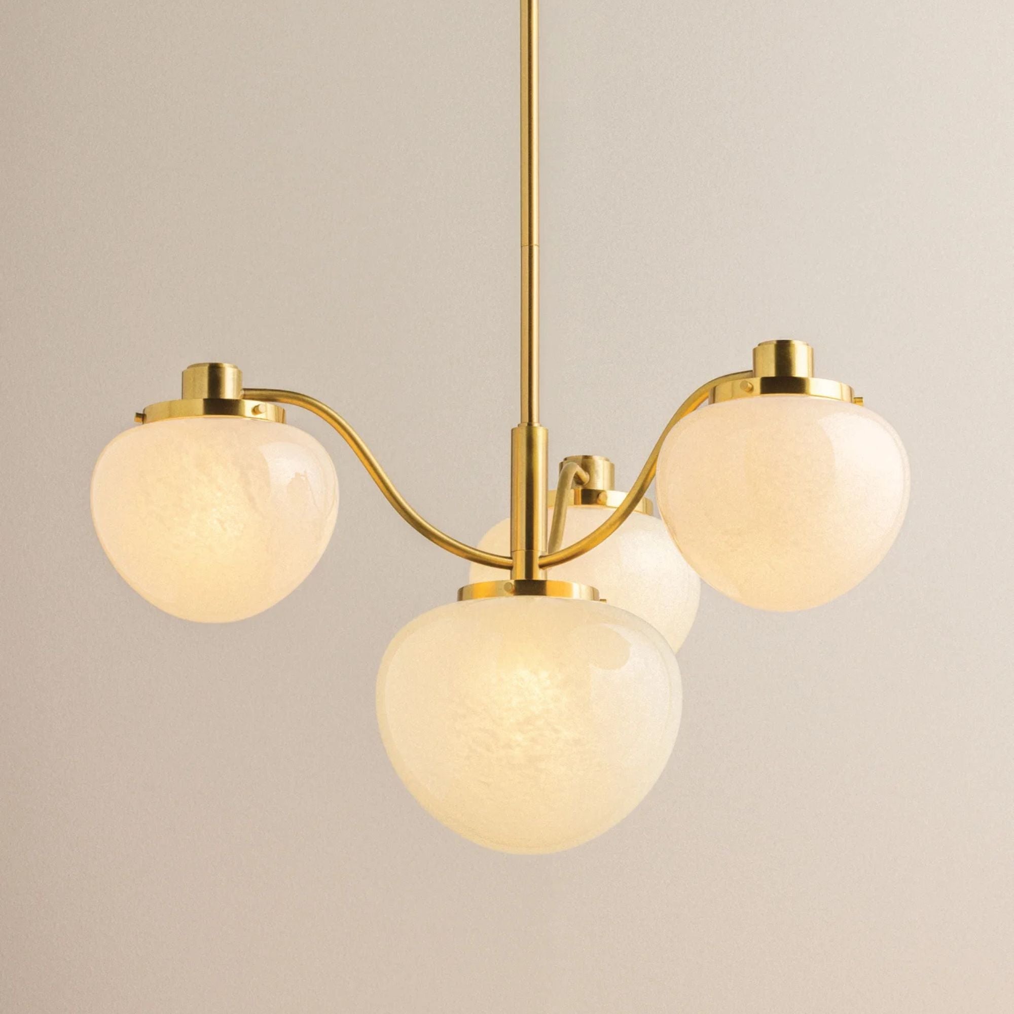Mitzi Kristen 29.75 in. 4-Light Chandelier, Aged Brass with Cloud Glass