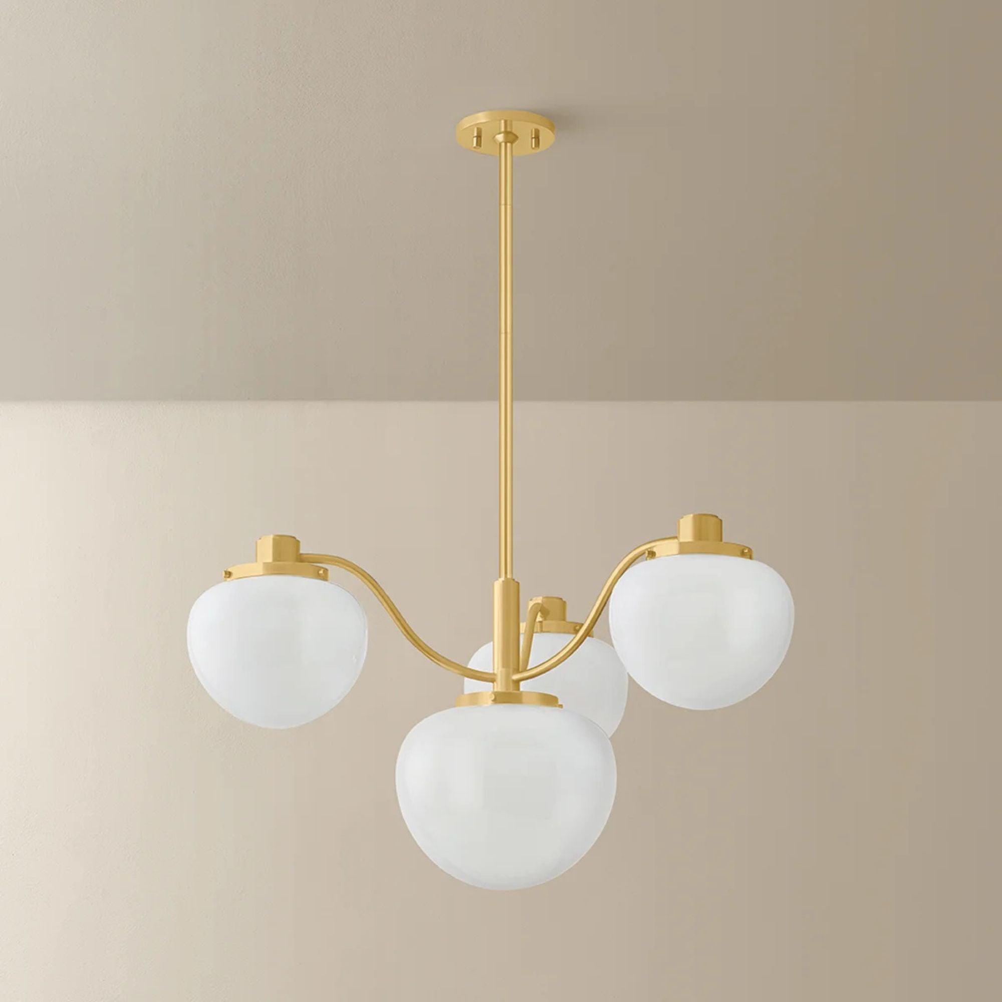 Mitzi Kristen 29.75 in. 4-Light Chandelier, Aged Brass with Cloud Glass