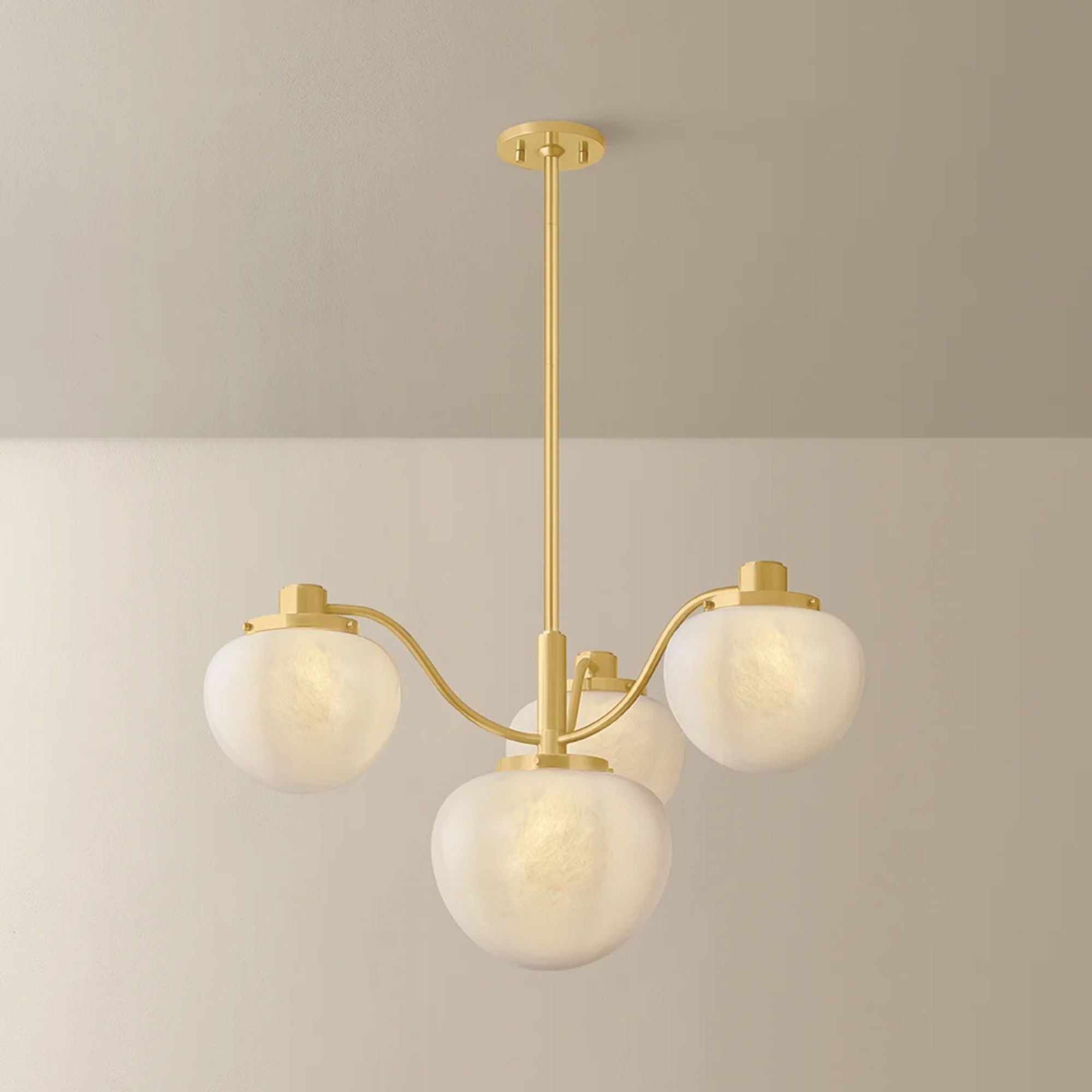 Mitzi Kristen 29.75 in. 4-Light Chandelier, Aged Brass with Cloud Glass
