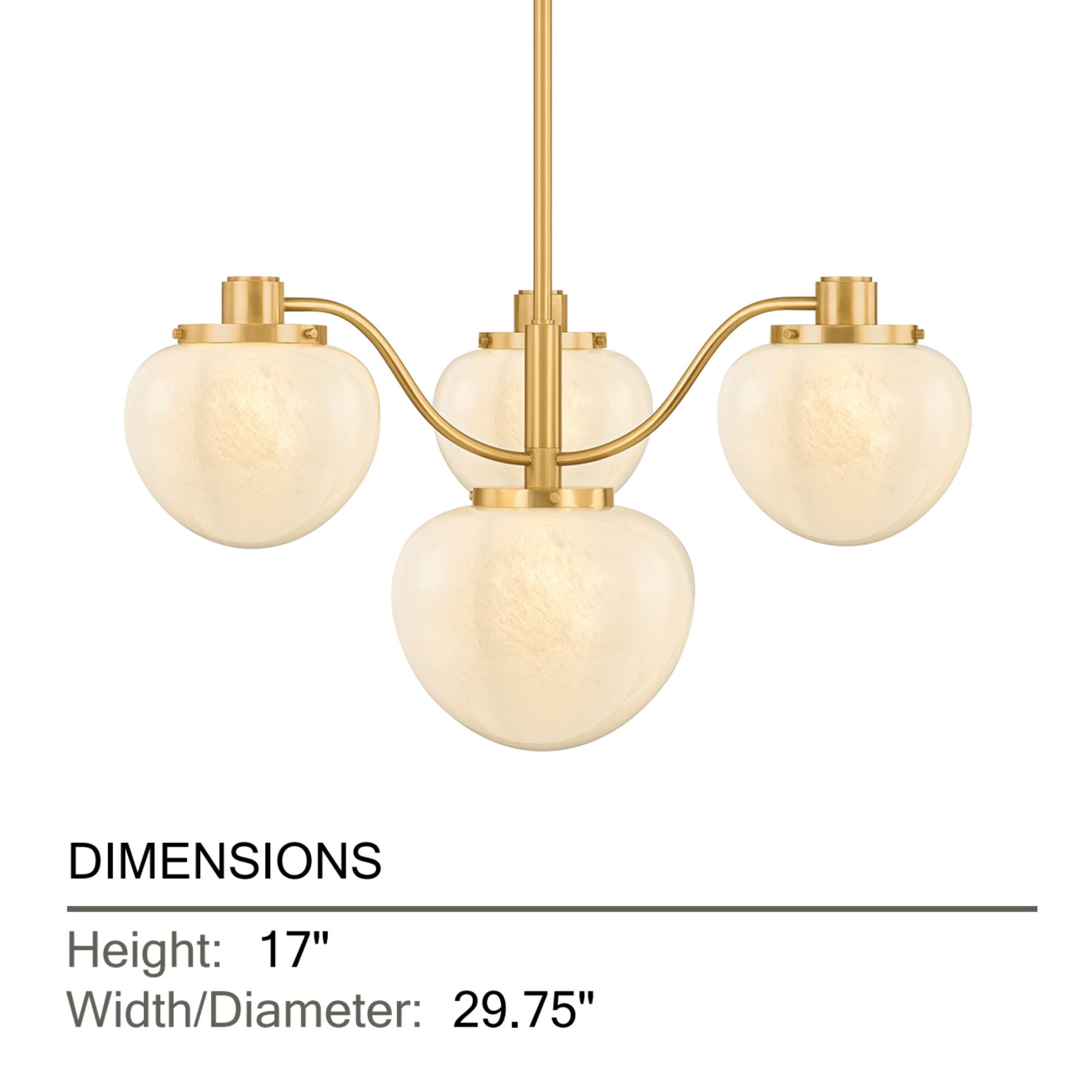Mitzi Kristen 29.75 in. 4-Light Chandelier, Aged Brass with Cloud Glass