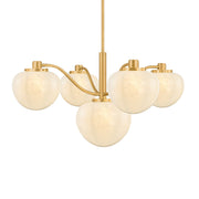 Mitzi Kristen Chandelier, Aged Brass with Cloud Glass