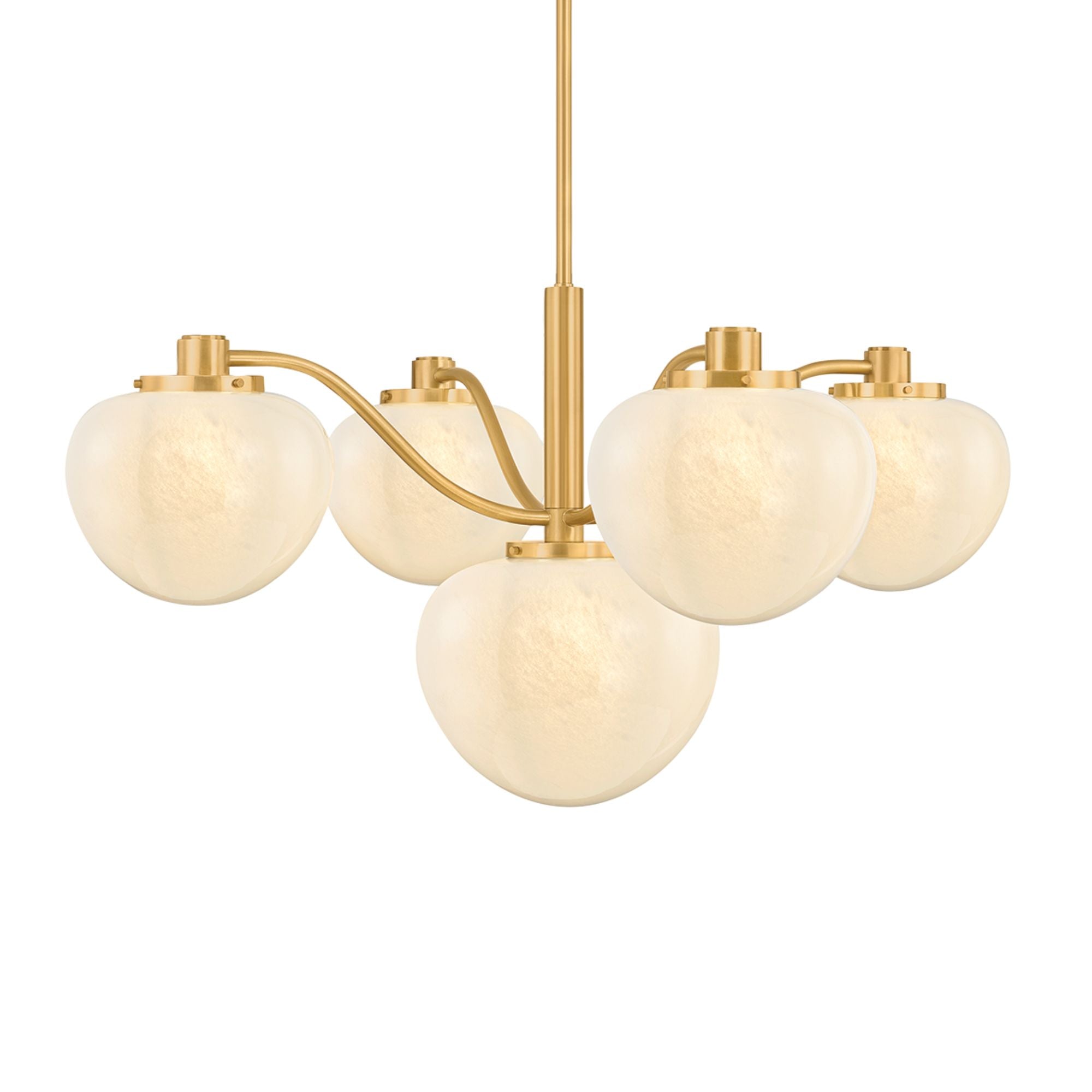 Mitzi Kristen 39.5 in. 5-Light Chandelier, Aged Brass with Cloud Glass