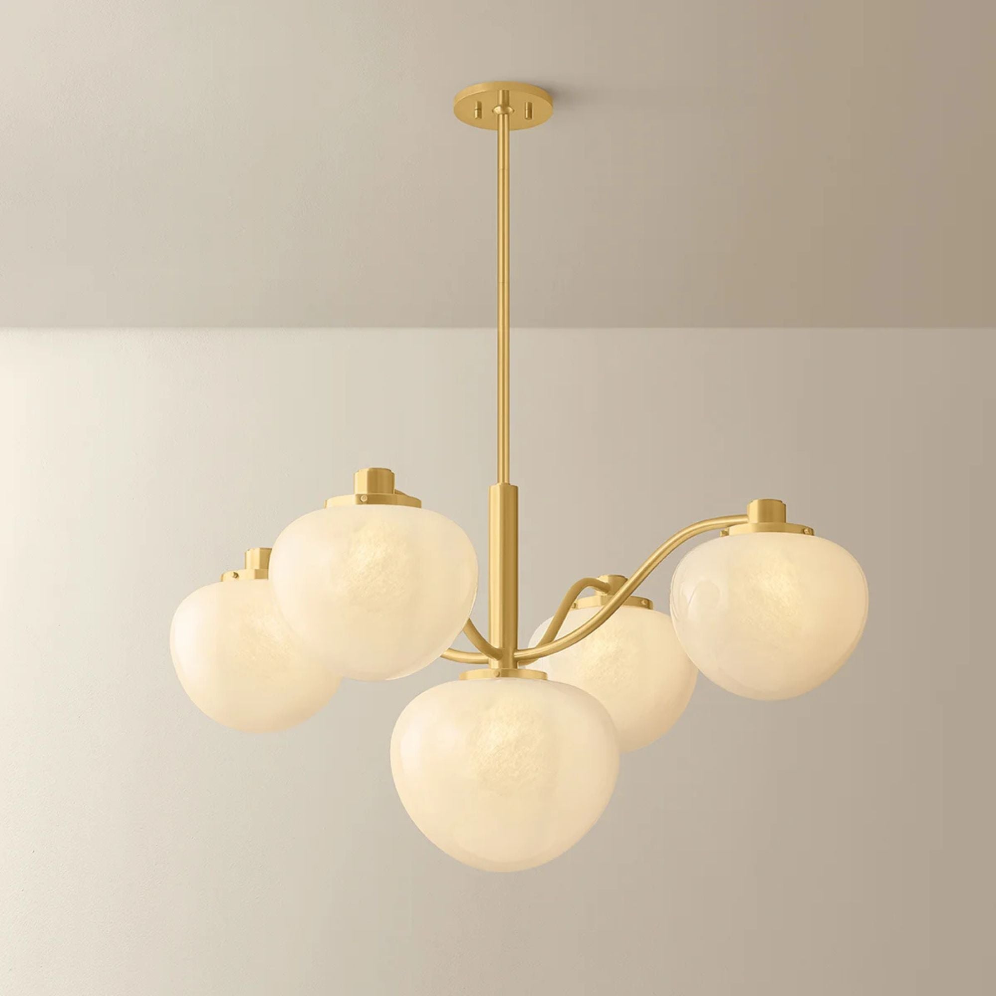 Mitzi Kristen 39.5 in. 5-Light Chandelier, Aged Brass with Cloud Glass