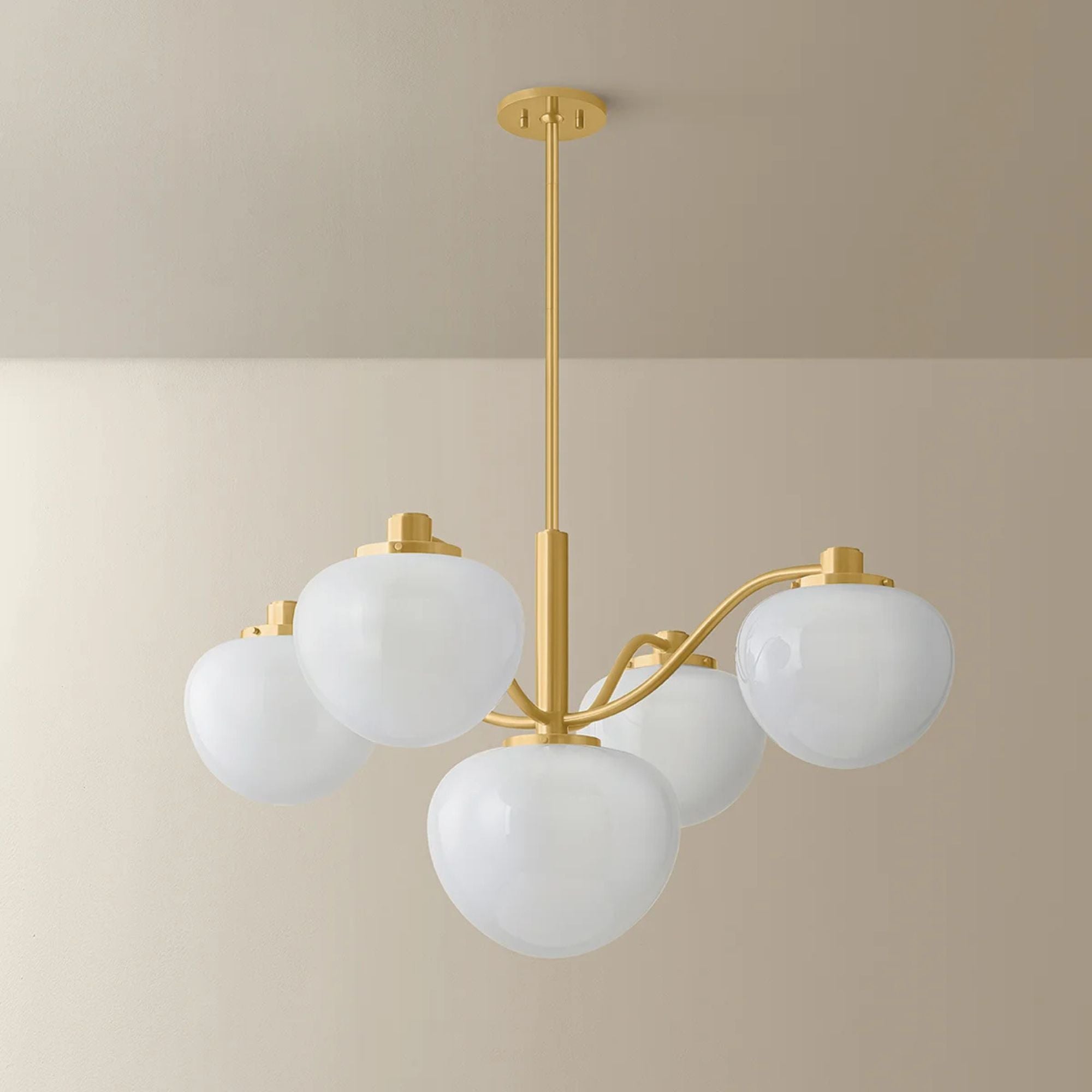 Mitzi Kristen 39.5 in. 5-Light Chandelier, Aged Brass with Cloud Glass