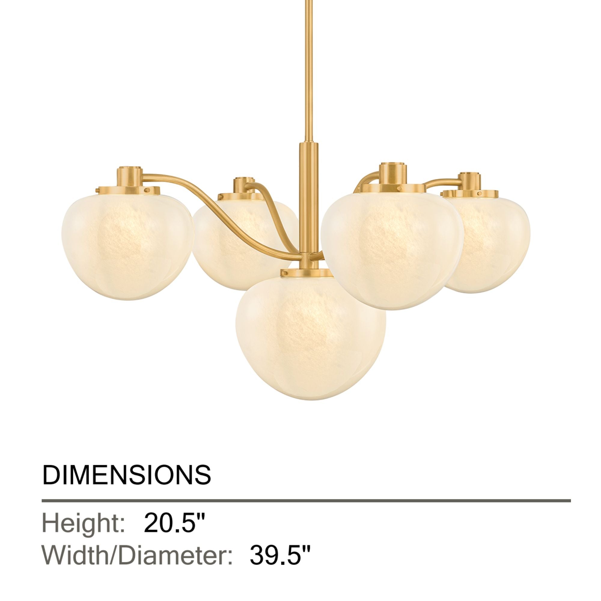 Mitzi Kristen 39.5 in. 5-Light Chandelier, Aged Brass with Cloud Glass