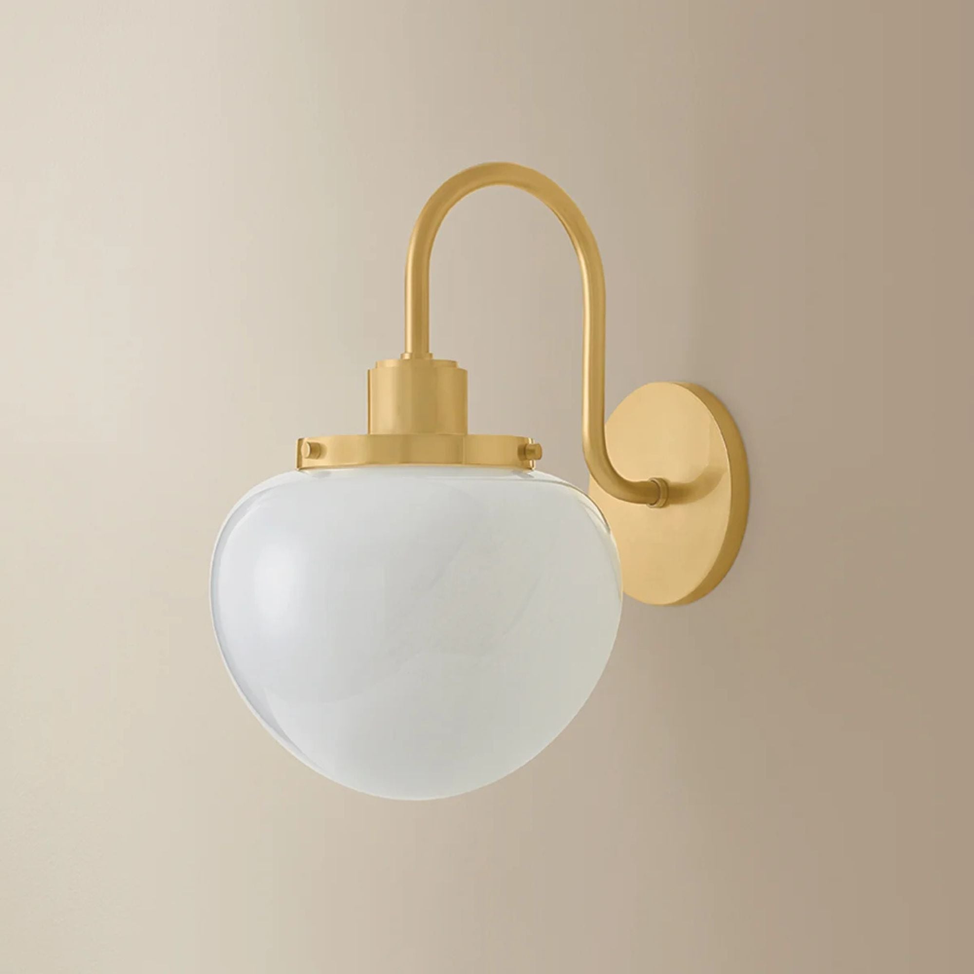 Mitzi Kristen 12.75 in. Wall Sconce, Aged Brass with Cloud Glass