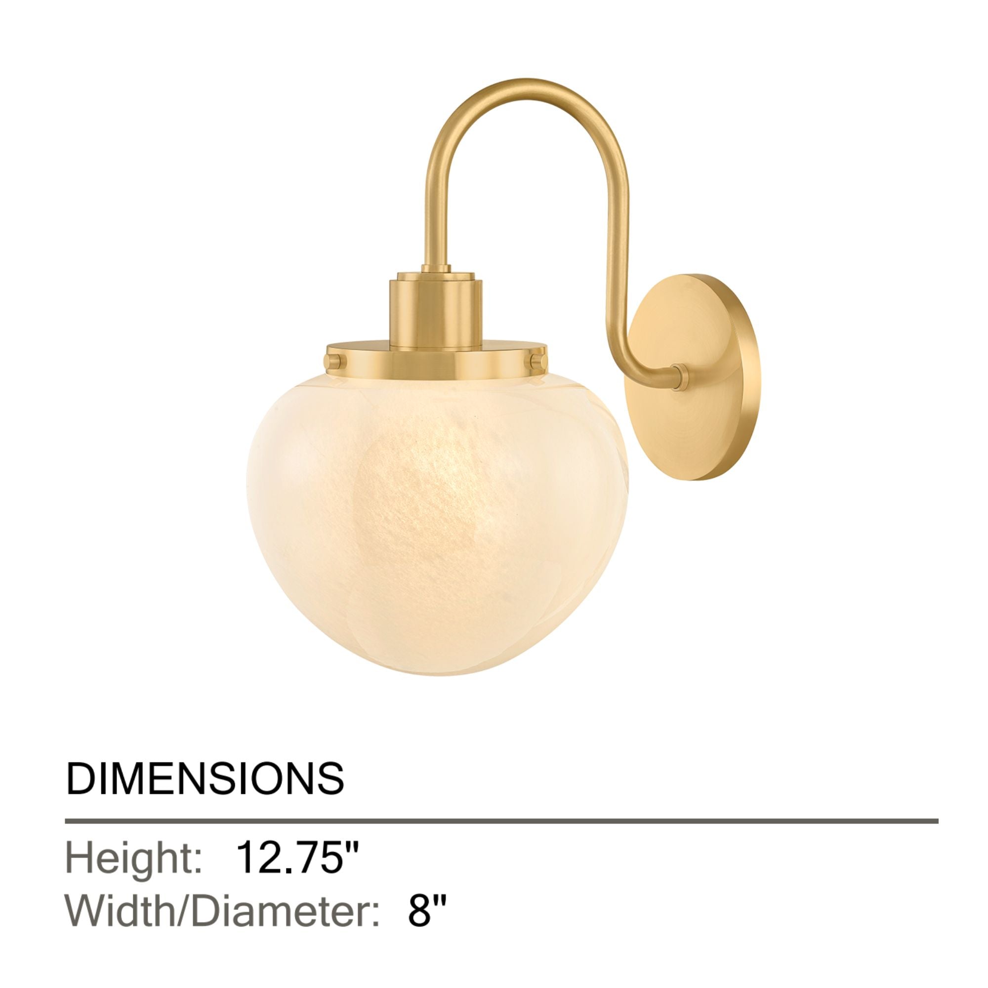 Mitzi Kristen 12.75 in. Wall Sconce, Aged Brass with Cloud Glass