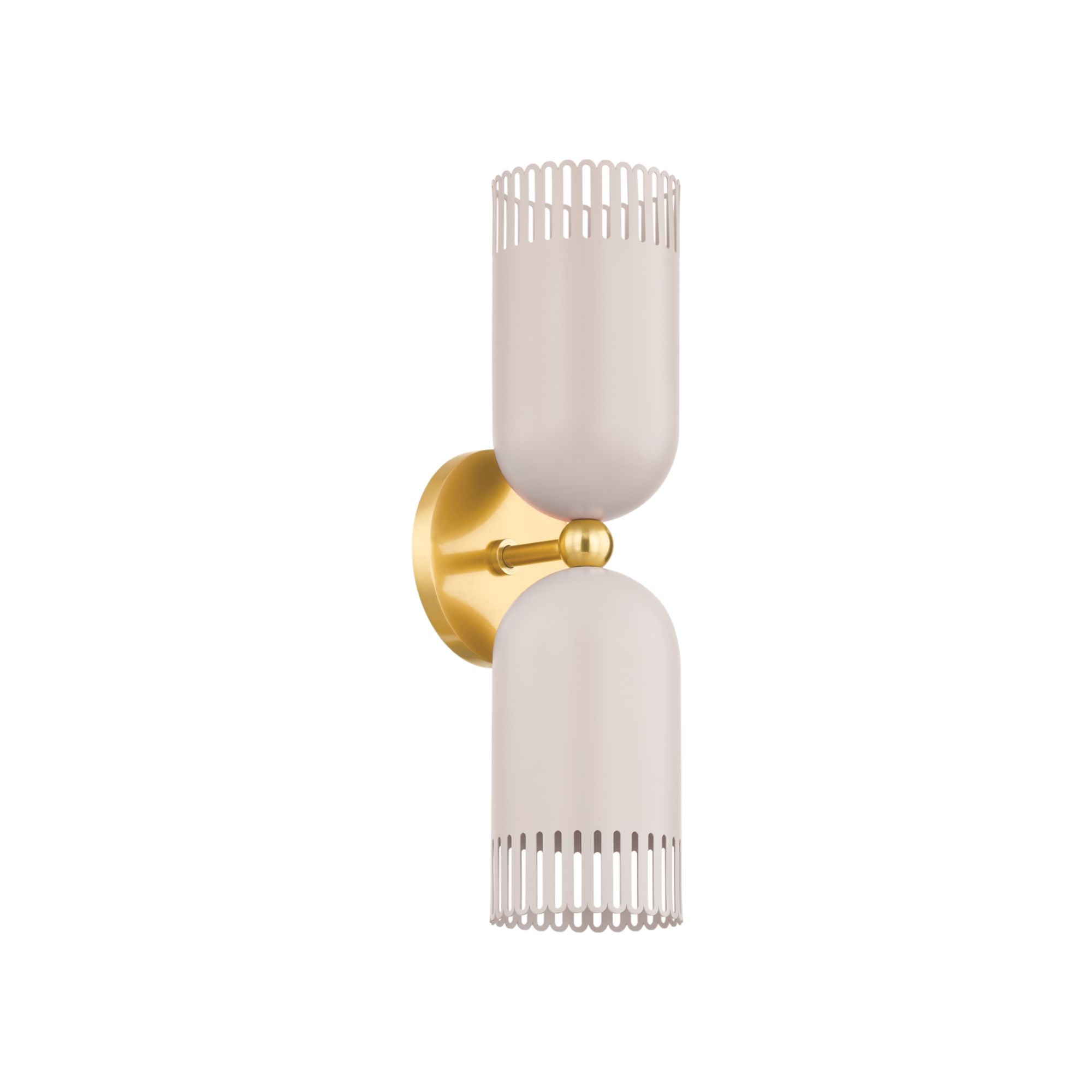 Liba 22" 2-Light Wall Sconce, Aged Brass/Soft Peignoir Finish