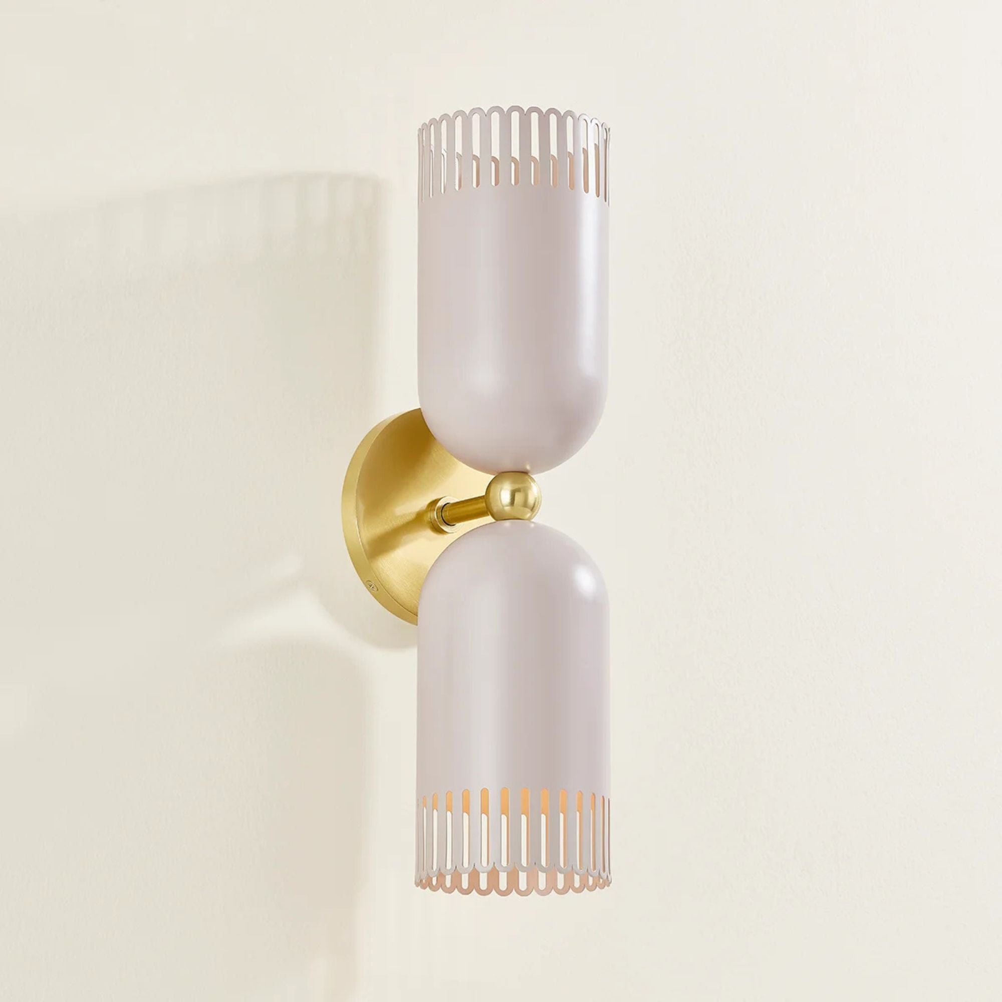Liba 22" 2-Light Wall Sconce, Aged Brass/Soft Peignoir Finish