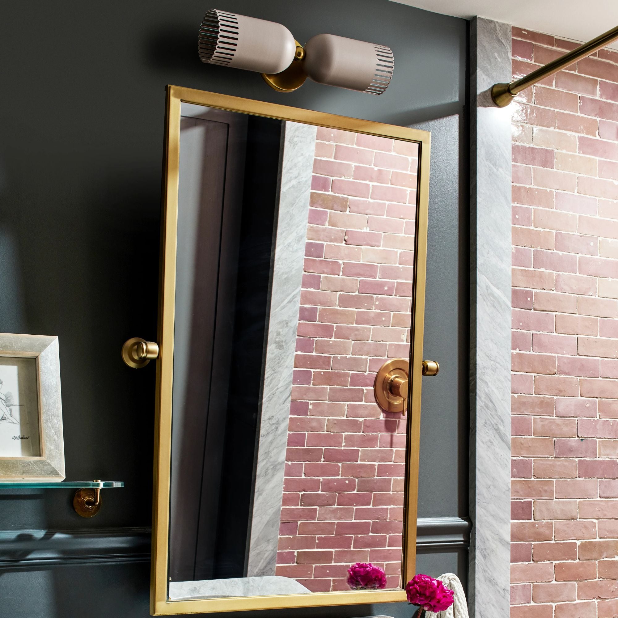 Liba 22" 2-Light Wall Sconce, Aged Brass/Soft Peignoir Finish