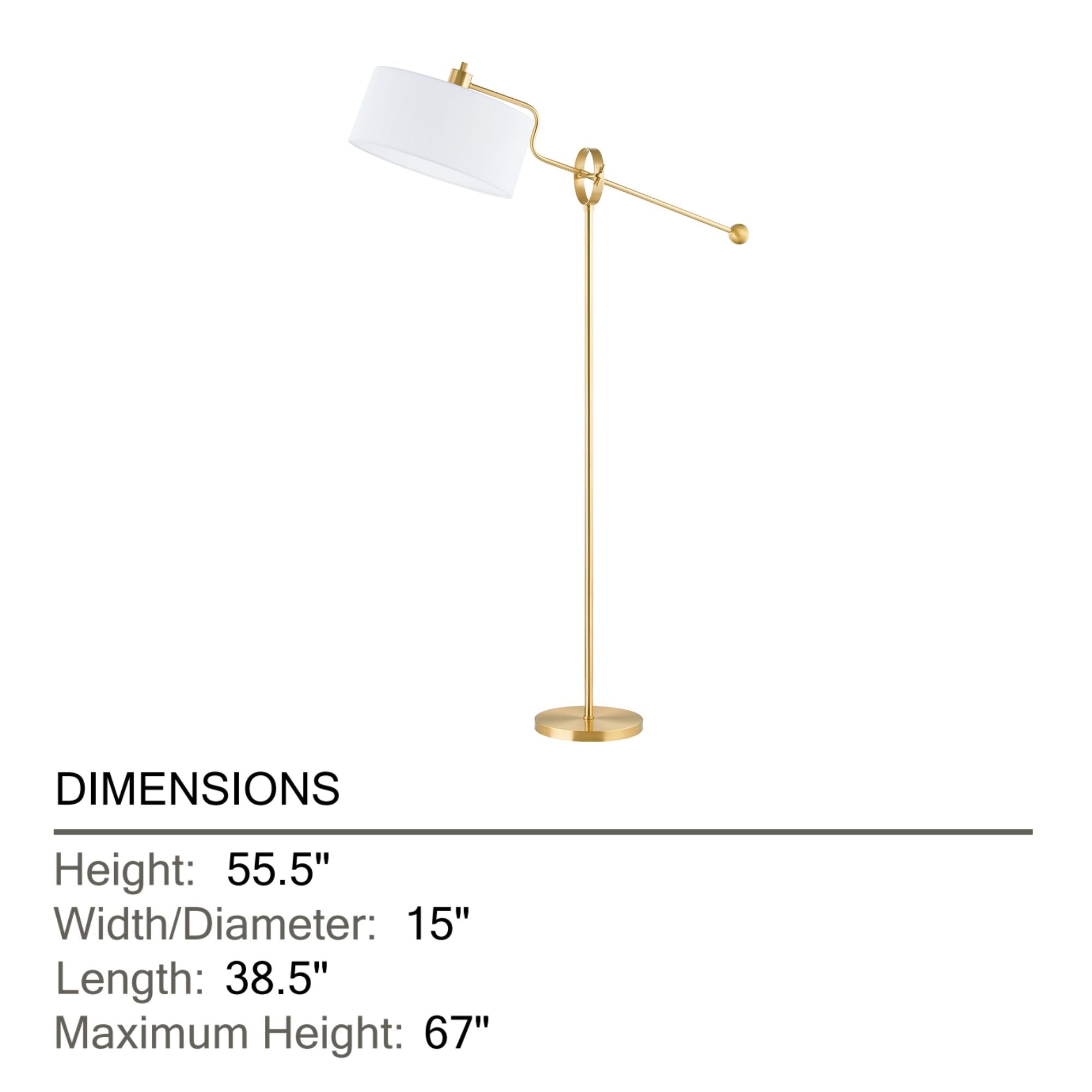 Mitzi - Libby 56" Floor Lamp, Aged Brass Finish | Bees Lighting