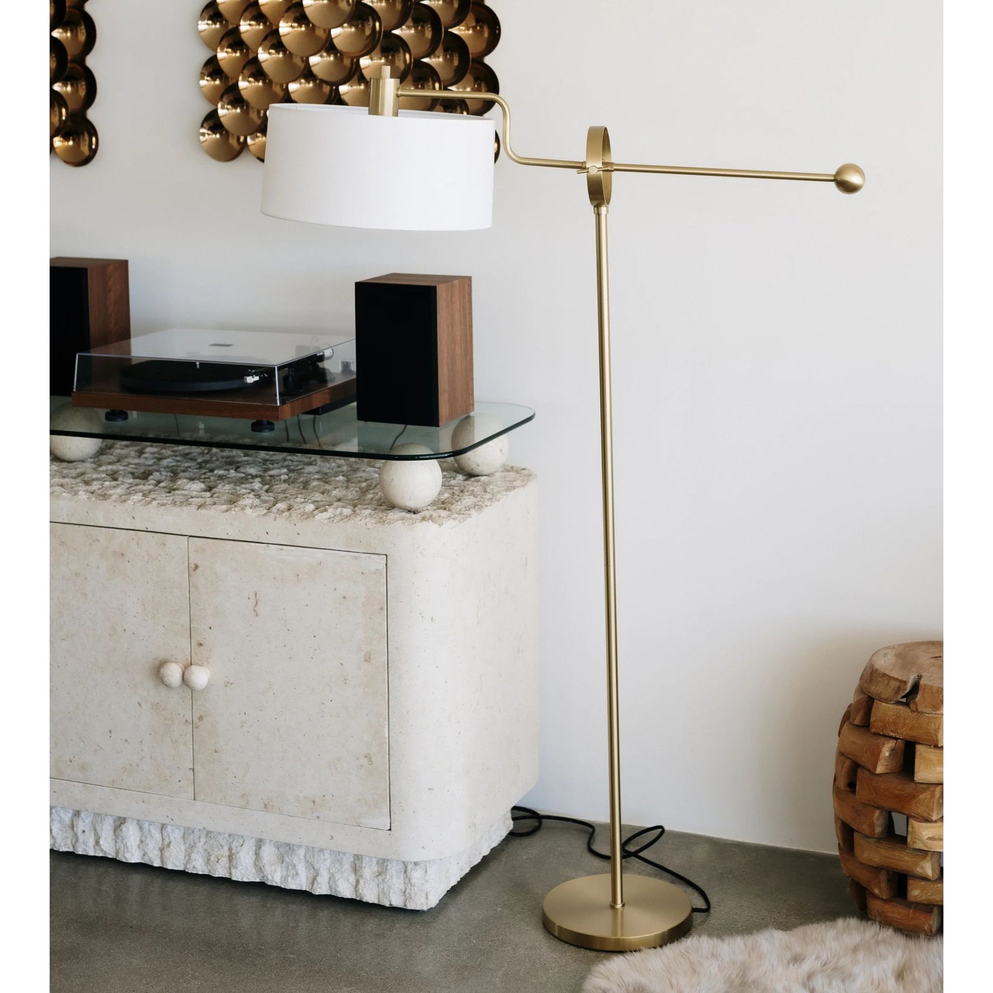 Mitzi - Libby 56" Floor Lamp, Aged Brass Finish | Bees Lighting