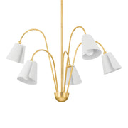 Lila 30" 5-Light Chandelier, Gold Leaf/Textured White Finish