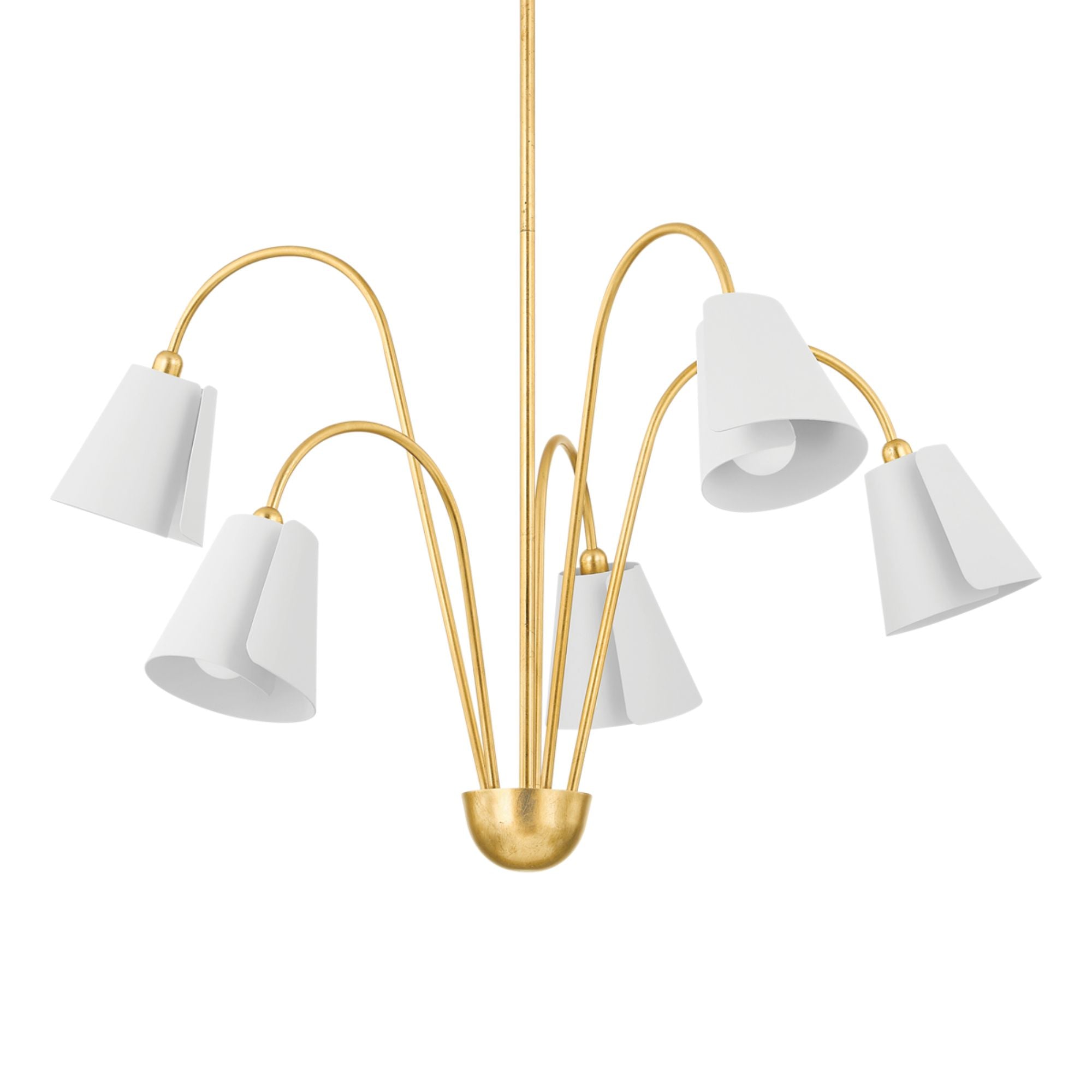 Lila 30" 5-Light Chandelier, Gold Leaf/Textured White Finish