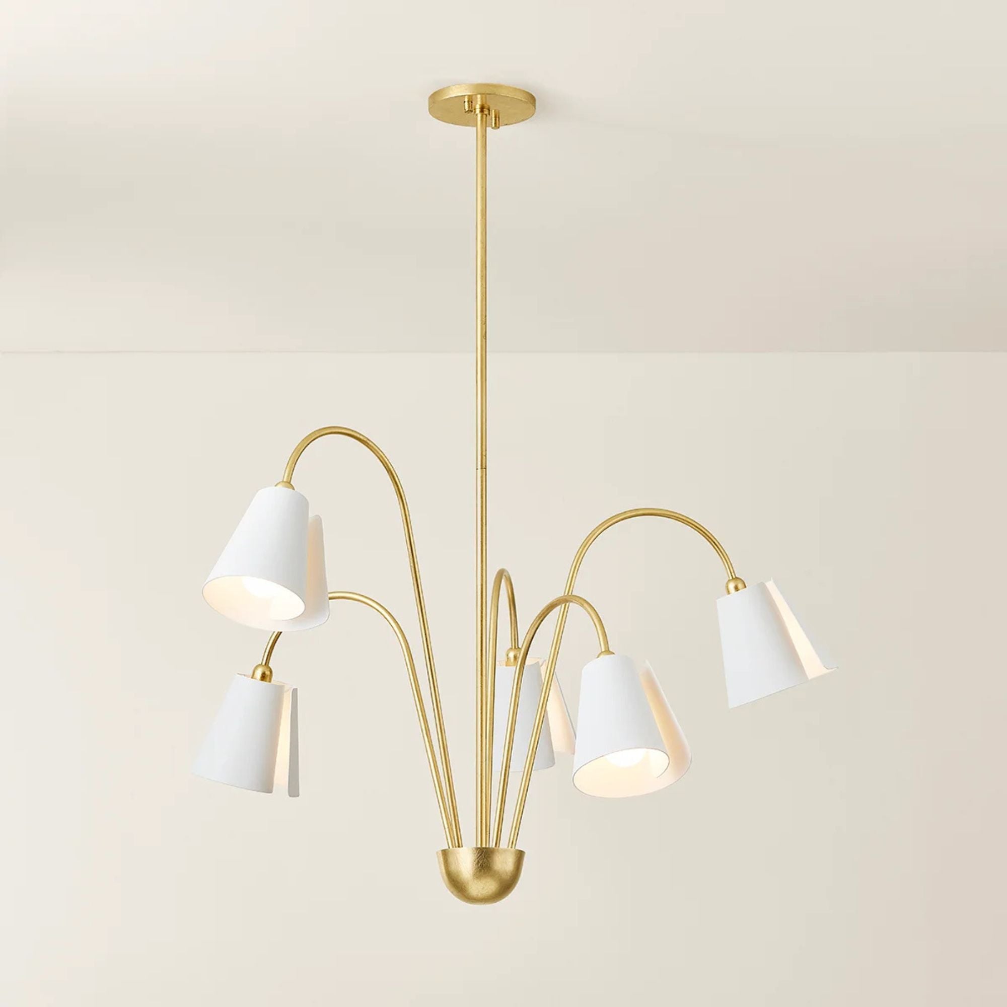 Lila 30" 5-Light Chandelier, Gold Leaf/Textured White Finish