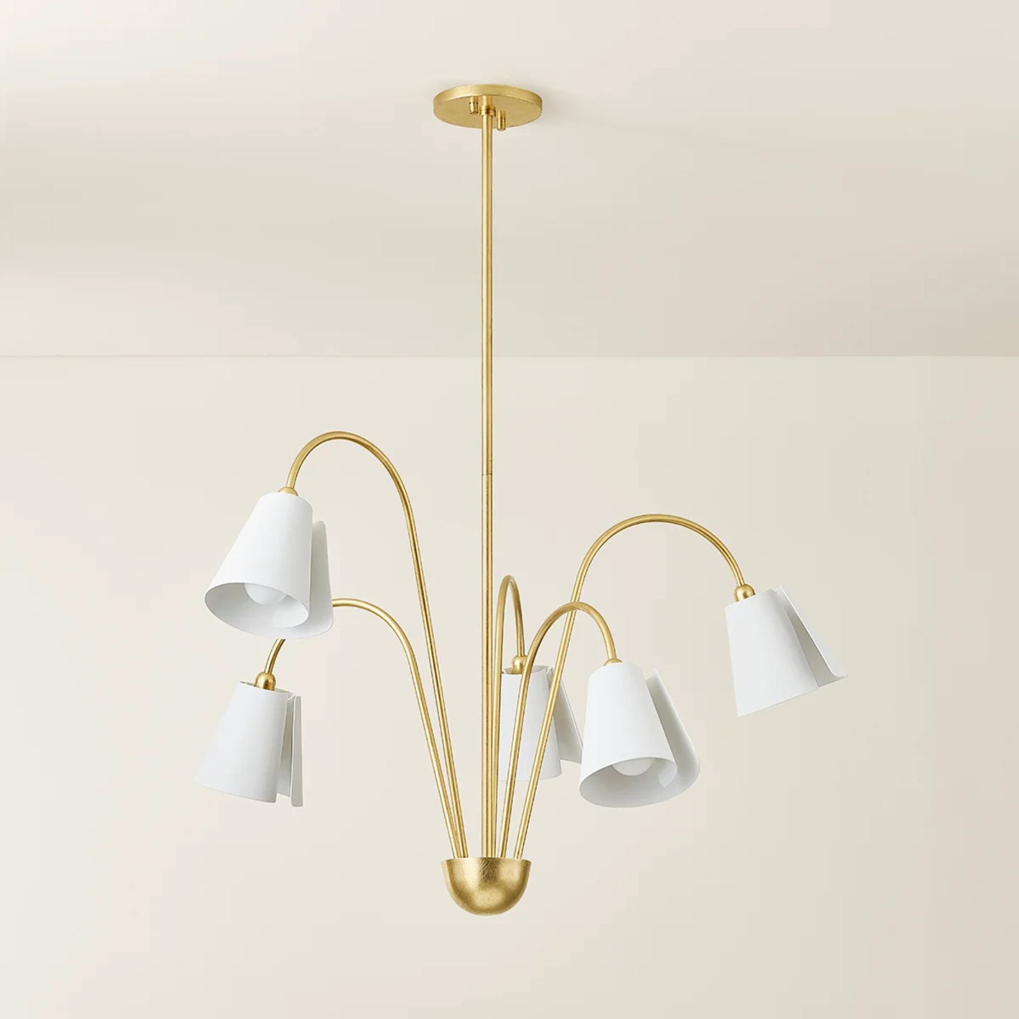 Lila 30" 5-Light Chandelier, Gold Leaf/Textured White Finish