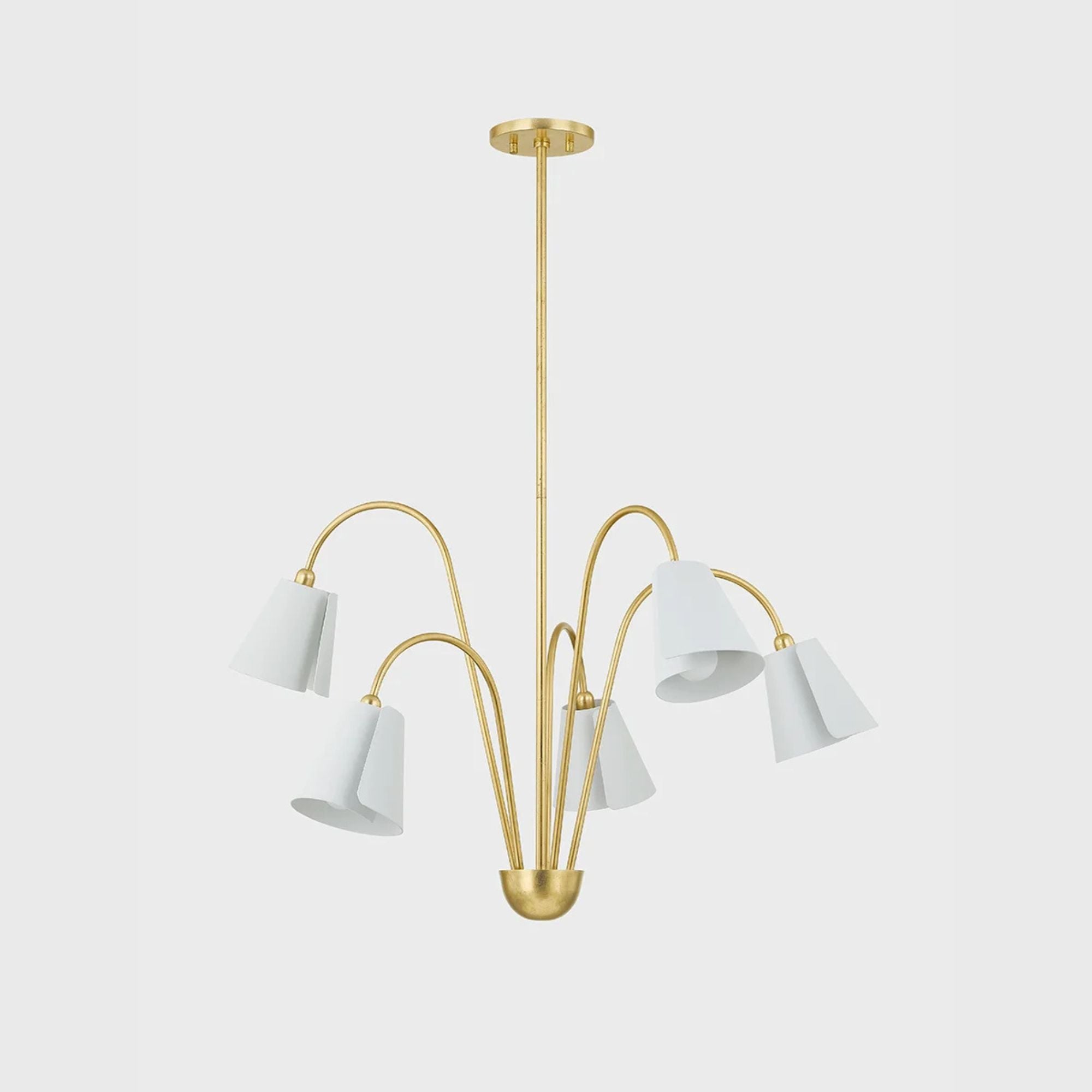 Lila 30" 5-Light Chandelier, Gold Leaf/Textured White Finish