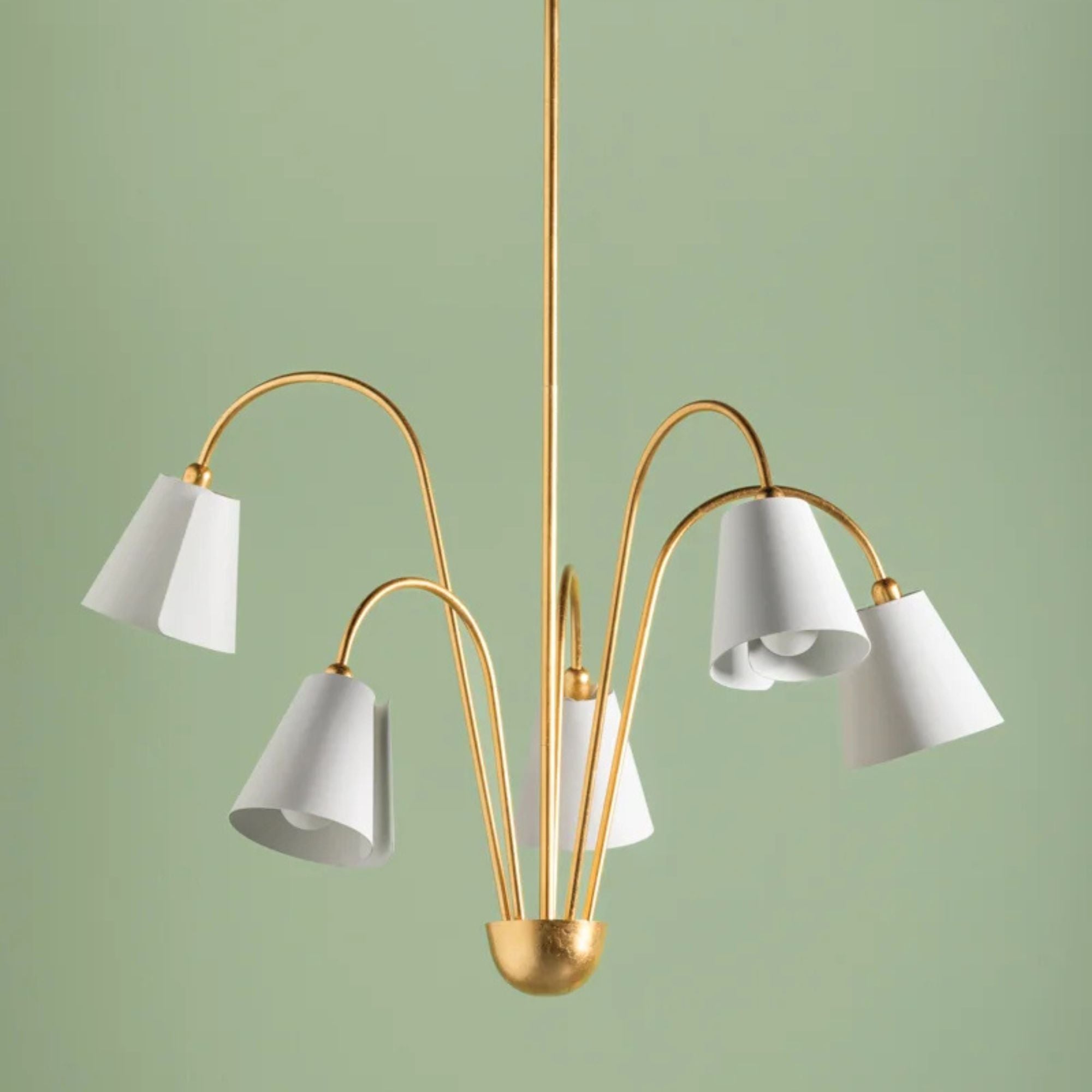 Lila 30" 5-Light Chandelier, Gold Leaf/Textured White Finish