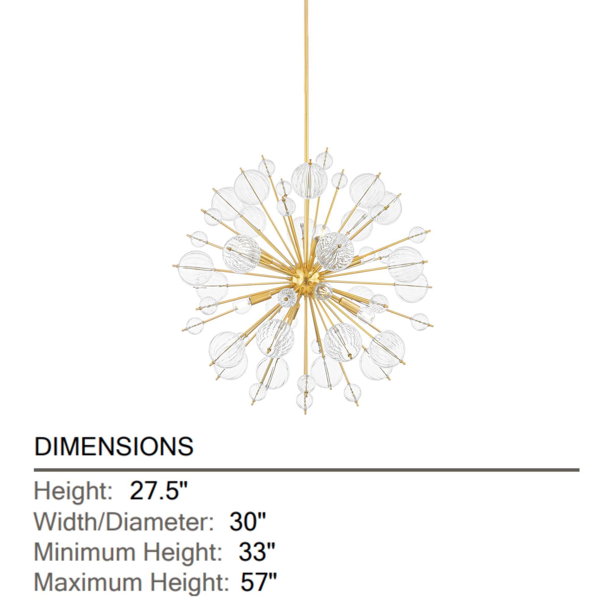 Linnea 30" 8-Light Chandelier, Aged Brass Finish