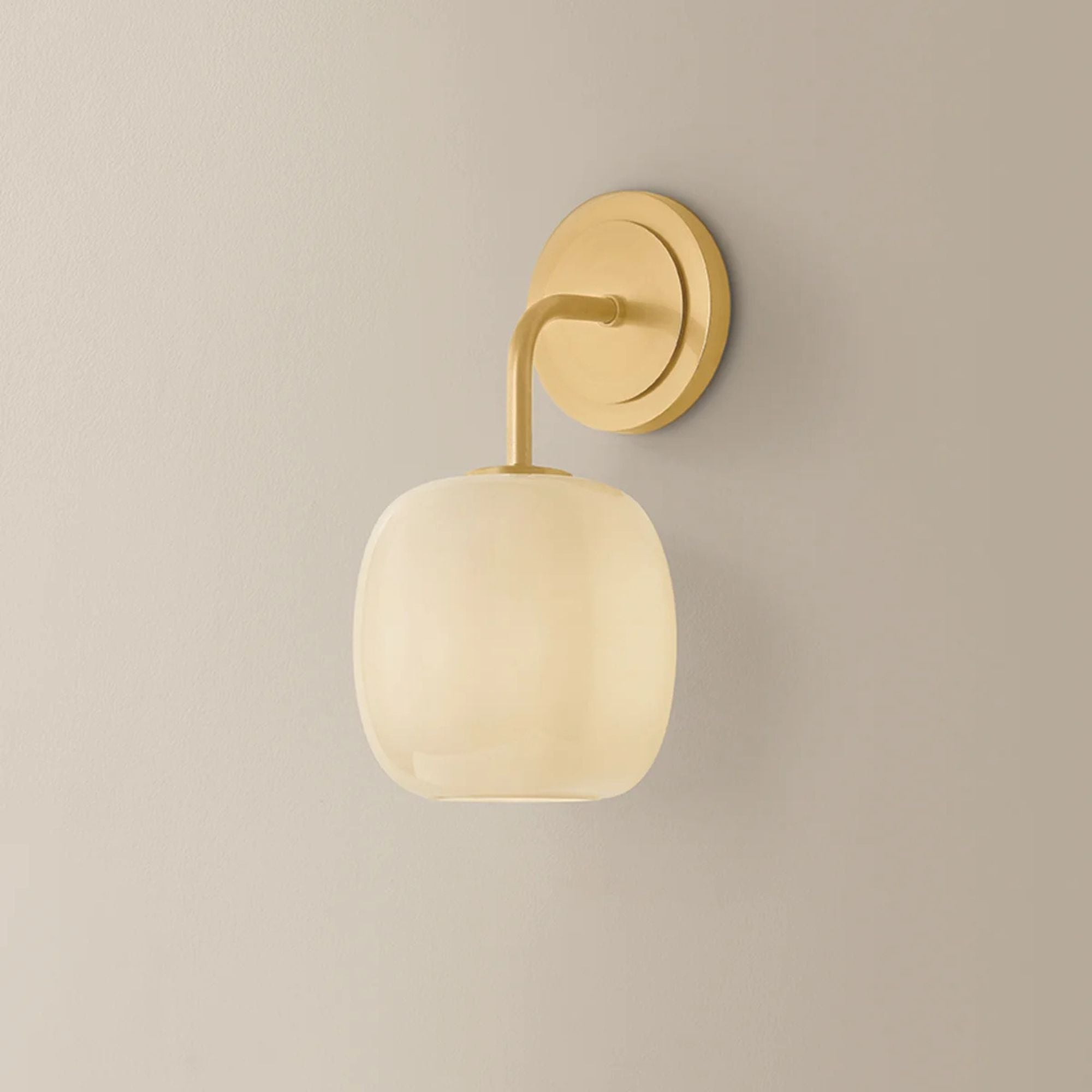 Mitzi Lisette 11.75 in. Wall Sconce, Aged Brass with Cream Opal Glass