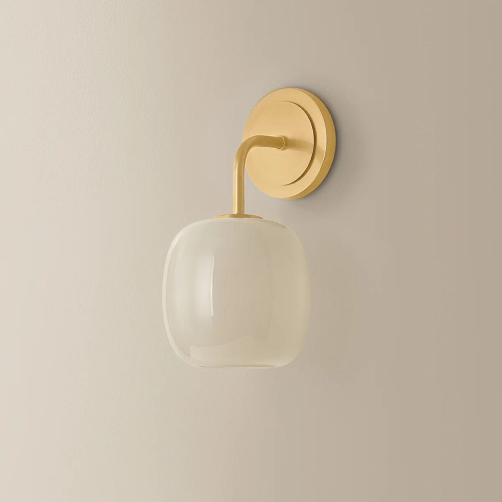 Mitzi Lisette 11.75 in. Wall Sconce, Aged Brass with Cream Opal Glass