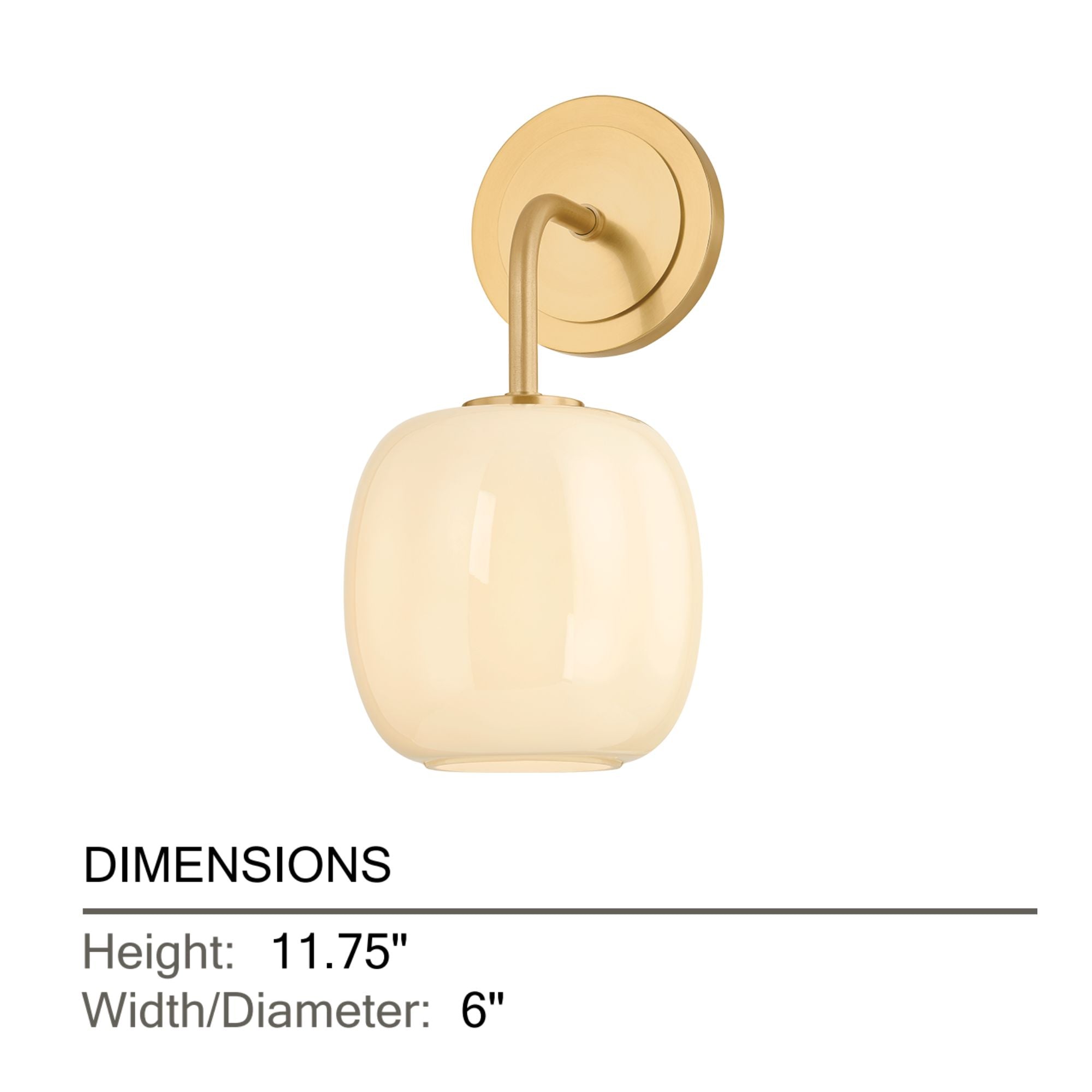 Mitzi Lisette 11.75 in. Wall Sconce, Aged Brass with Cream Opal Glass