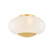 Lottie 14" 2-Light Flush Mount, Aged Brass Finish