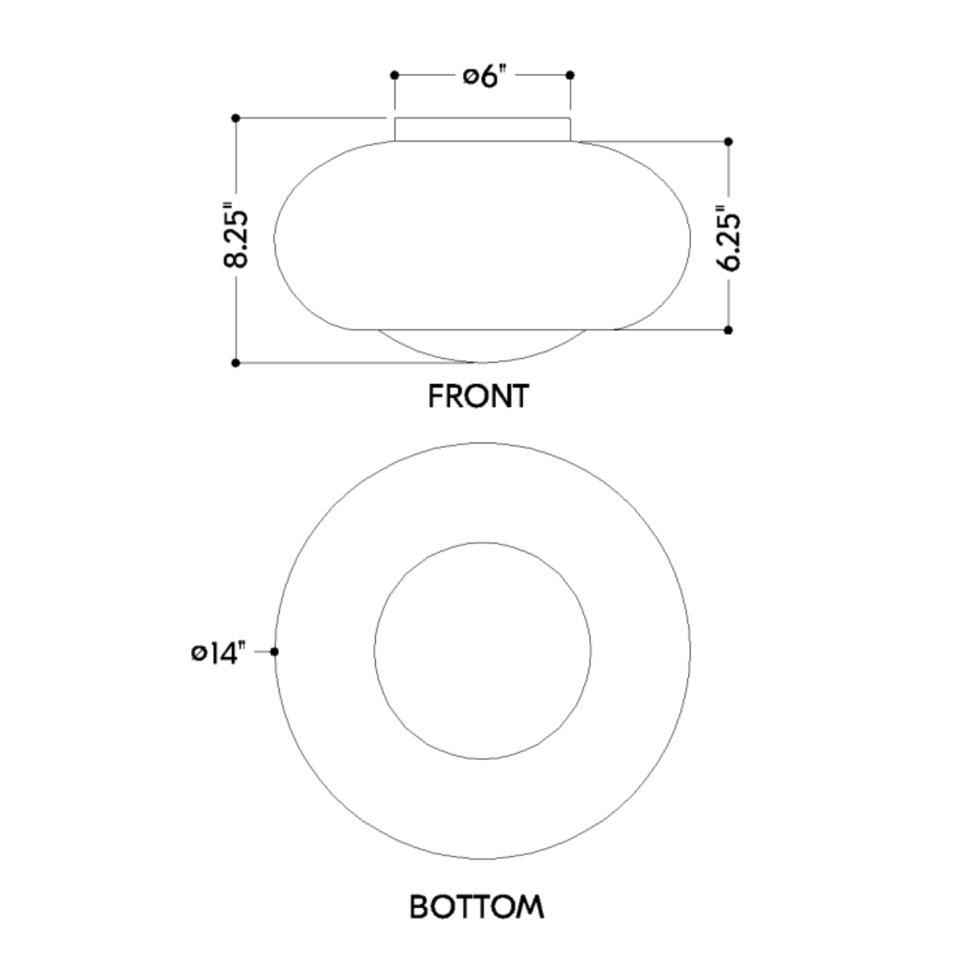 Lottie 14" 2-Light Flush Mount, Aged Brass Finish