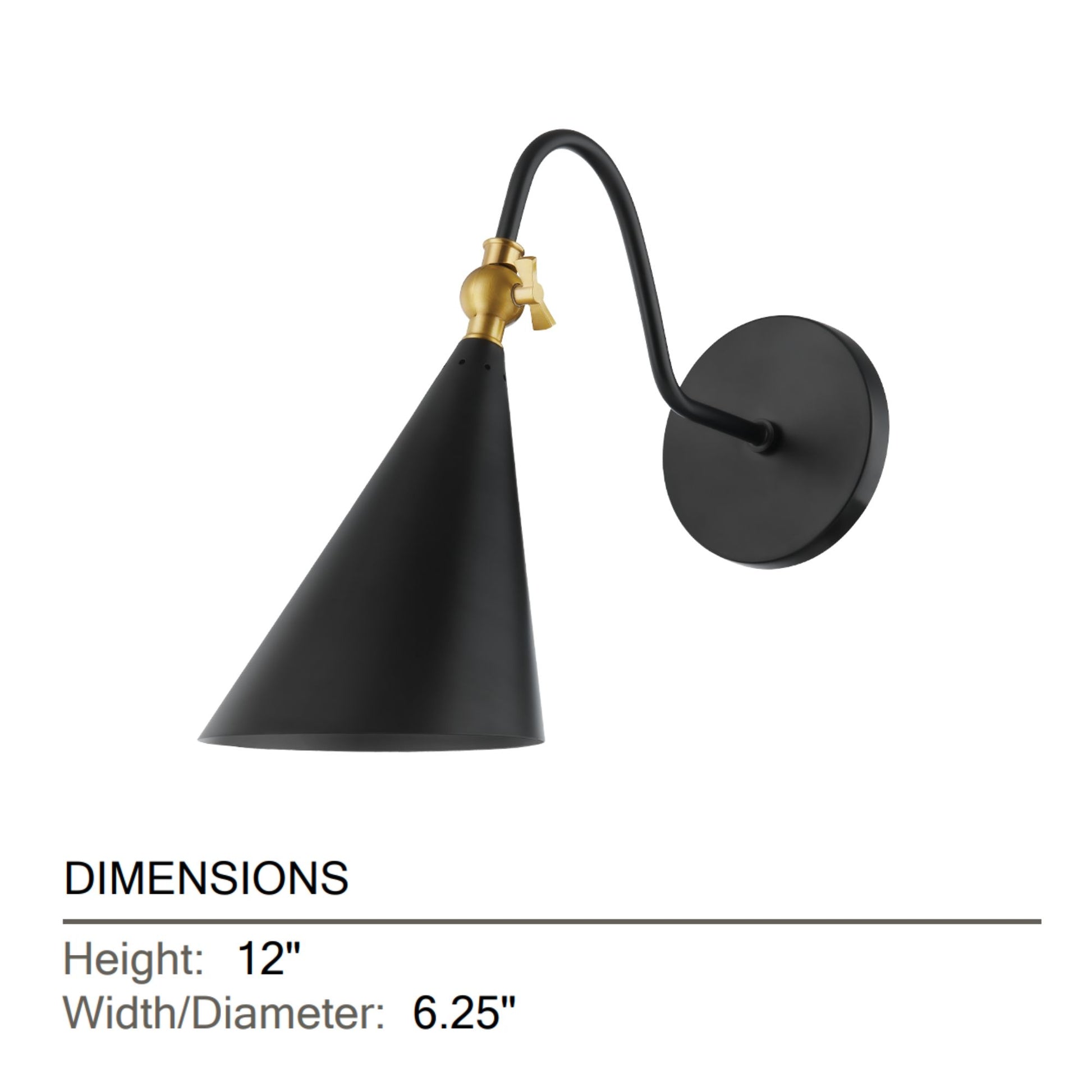 Mitzi - Lupe 12" Wall Sconce, Aged Brass/Soft Black Finish | Bees Lighting