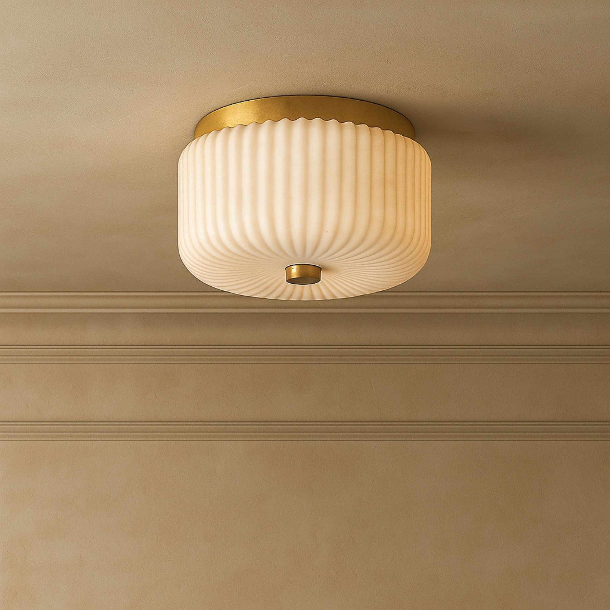 Lydia 10" 2-Light Flush Mount, Aged Brass Finish