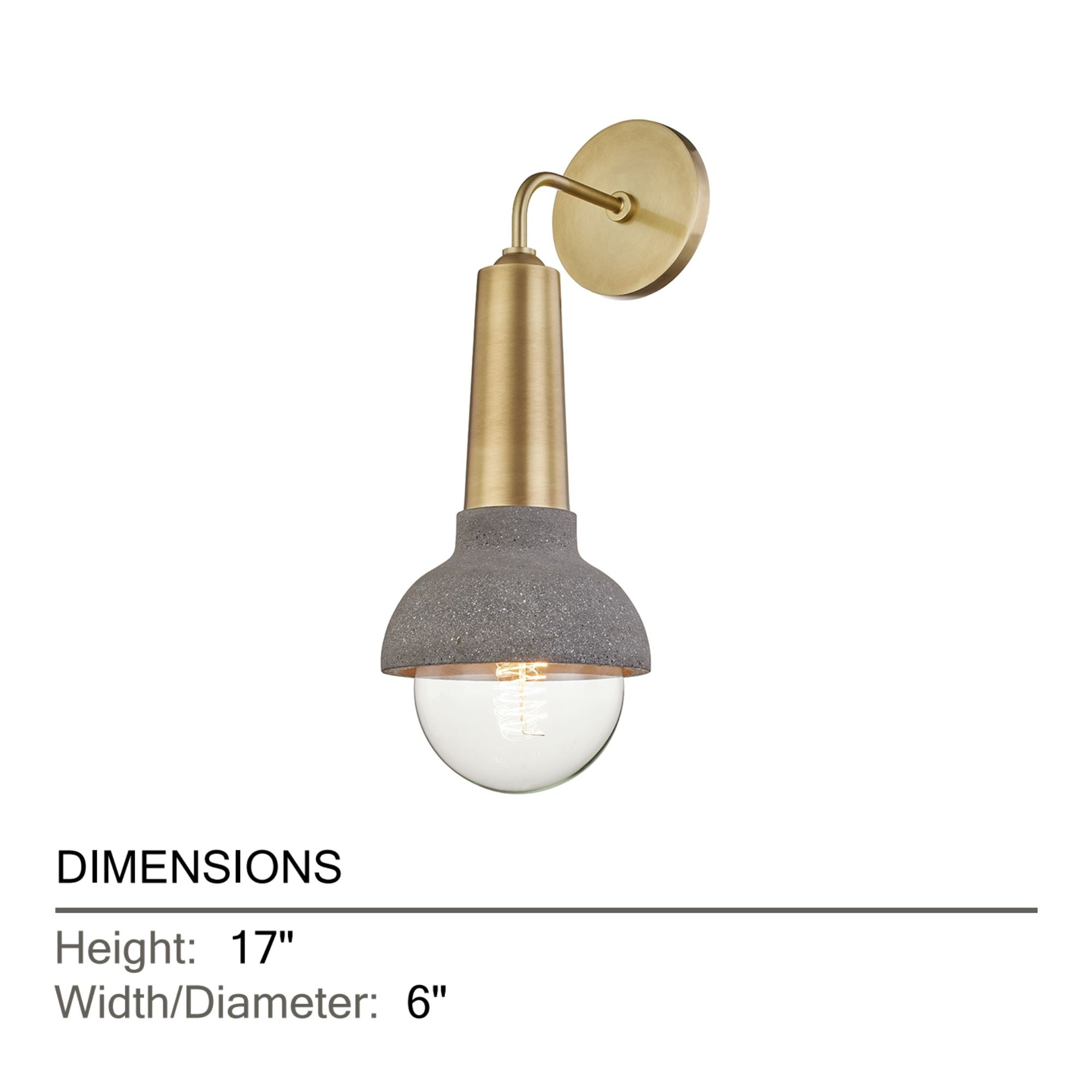 Macy 17" Wall Sconce, Aged Brass Finish