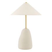 Mitzi - Maia 2-Light Table Lamp Ceramic Textured Beige & Aged Brass Accents | Bees Lighting