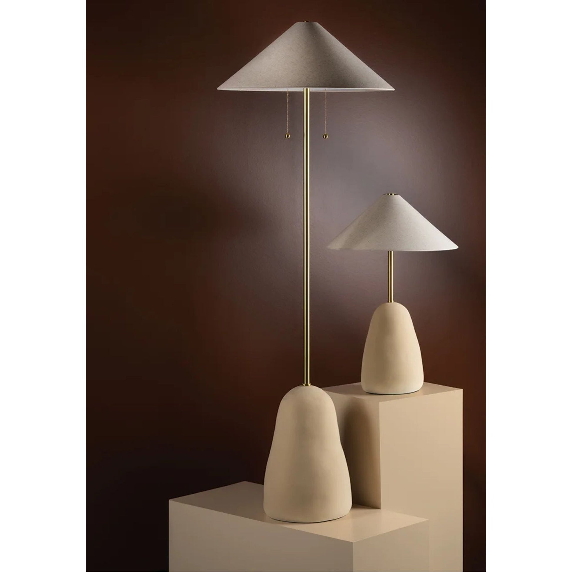 Mitzi - Maia 2-Light Table Lamp Ceramic Textured Beige & Aged Brass Accents | Bees Lighting