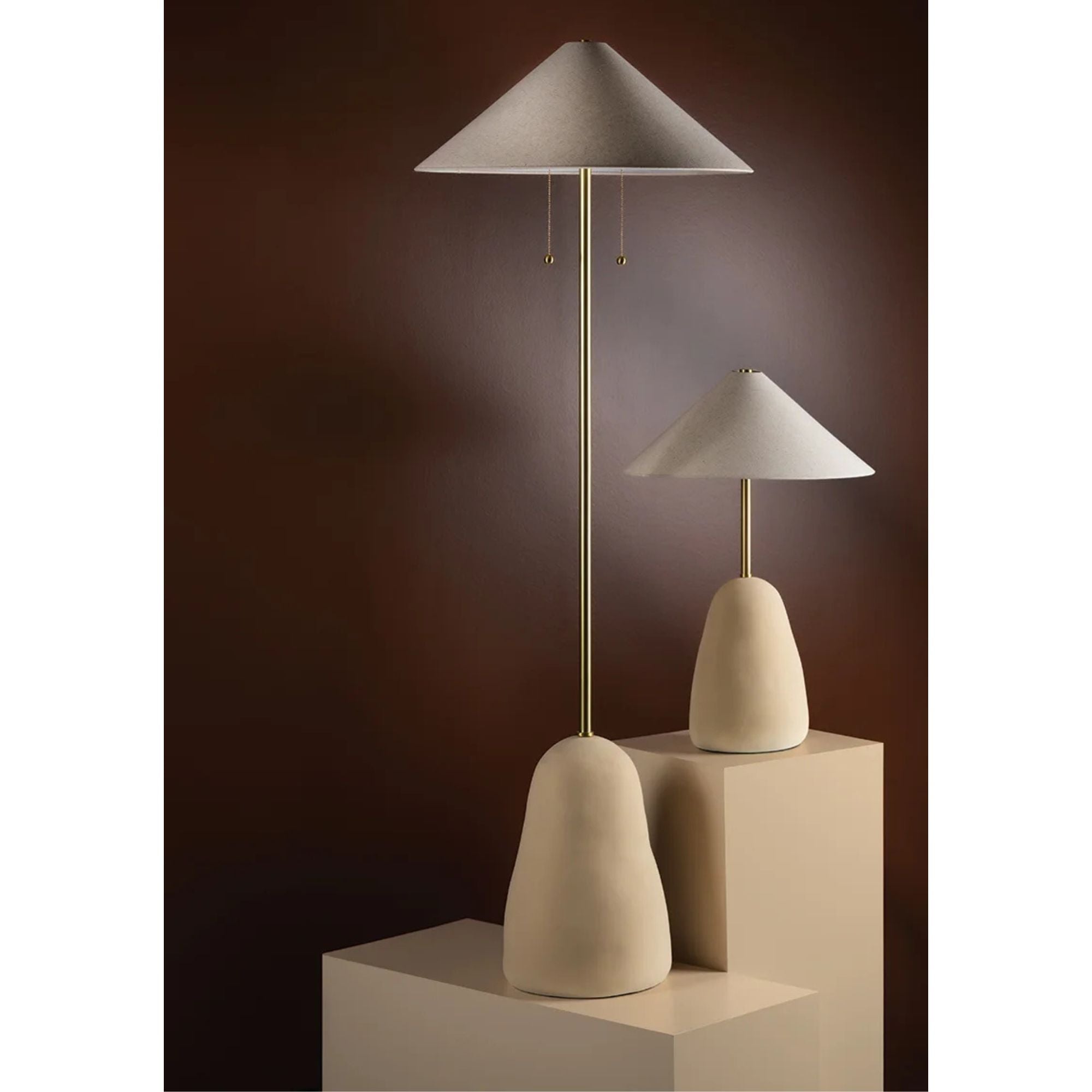 Mitzi - Maia 2-Light Table Lamp Ceramic Textured Beige & Aged Brass Accents | Bees Lighting