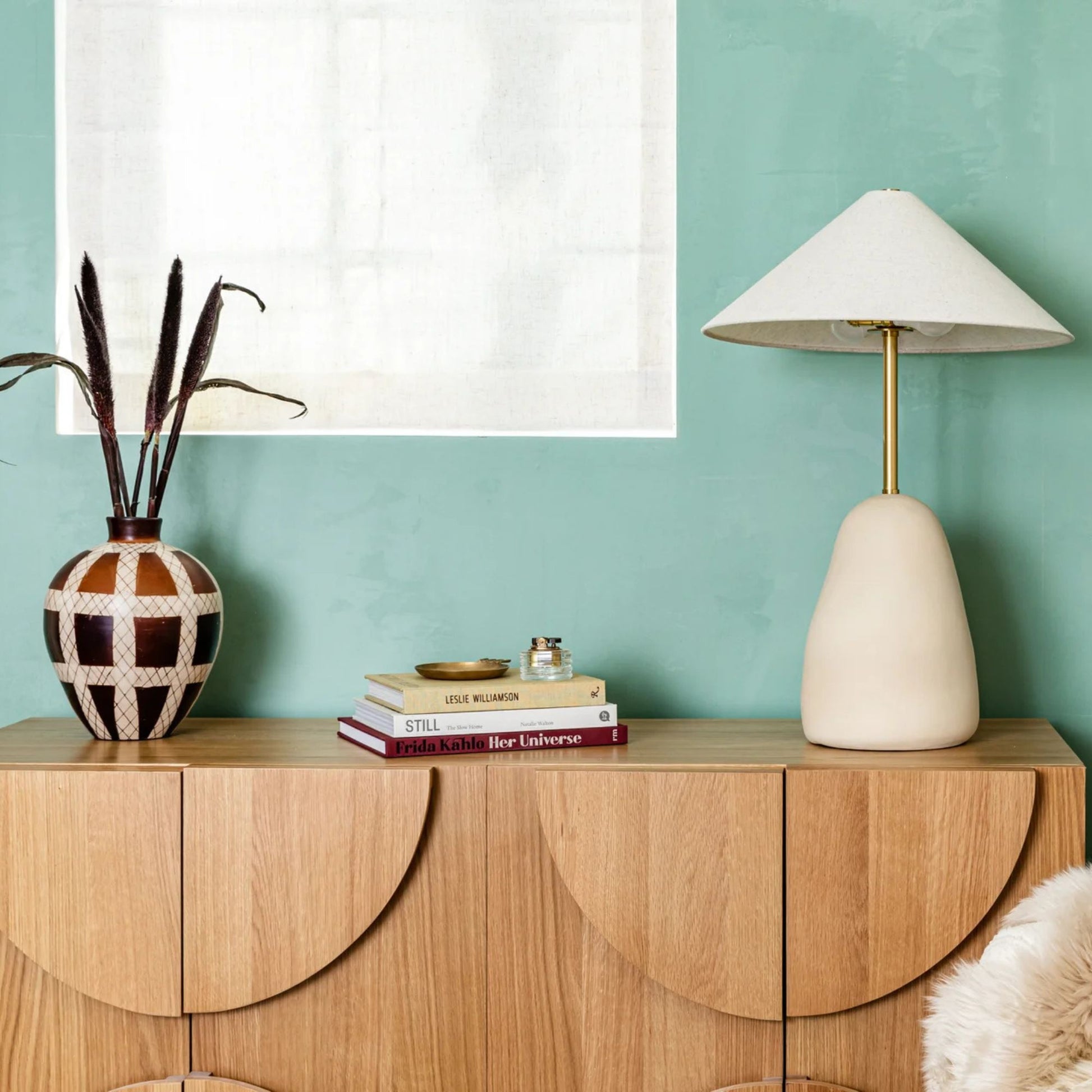 Mitzi - Maia 2-Light Table Lamp Ceramic Textured Beige & Aged Brass Accents | Bees Lighting