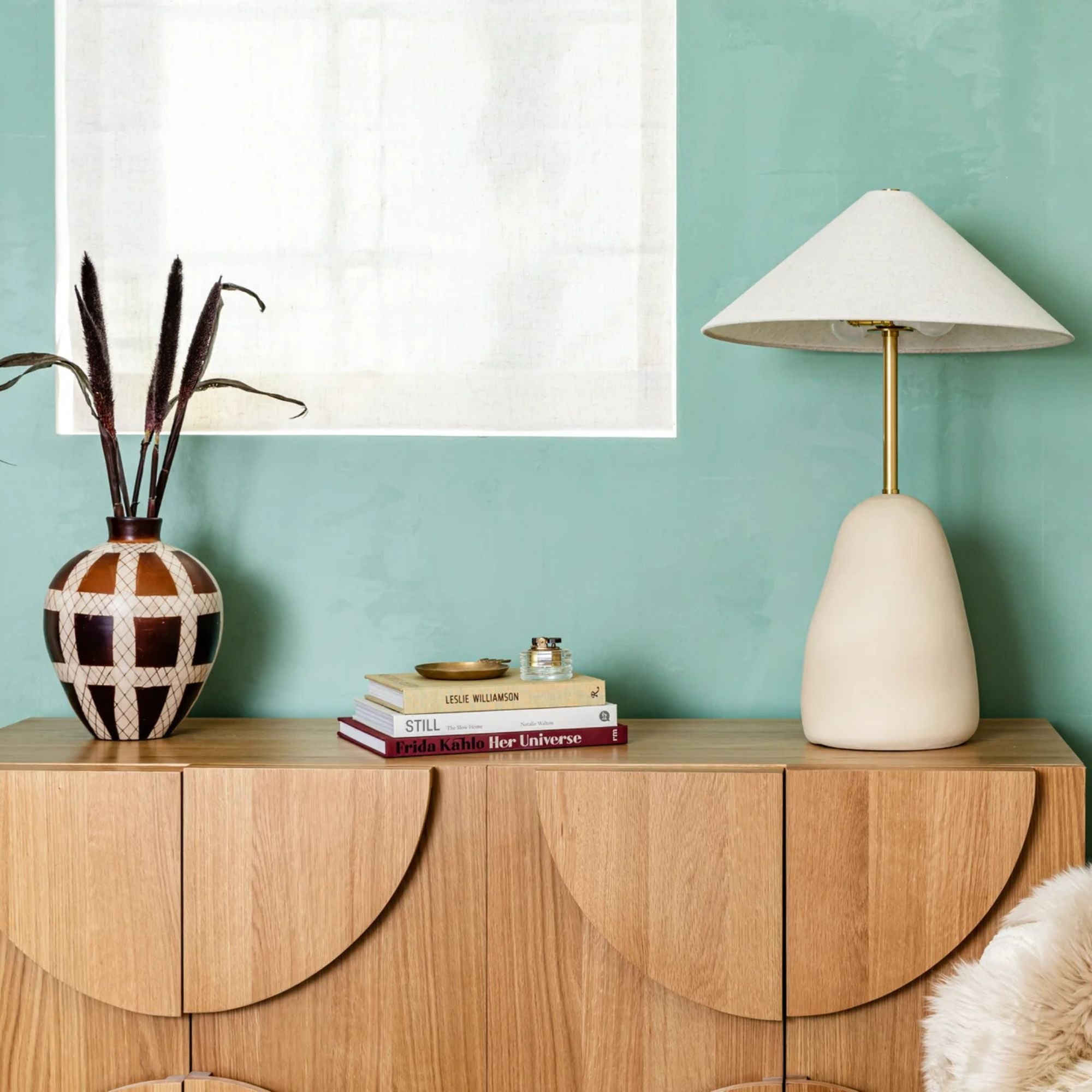 Mitzi - Maia 2-Light Table Lamp Ceramic Textured Beige & Aged Brass Accents | Bees Lighting