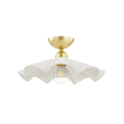 Maisie 20" Adjustable Semi Flush/Pendant Light, Aged Brass/Ceramic White Finish