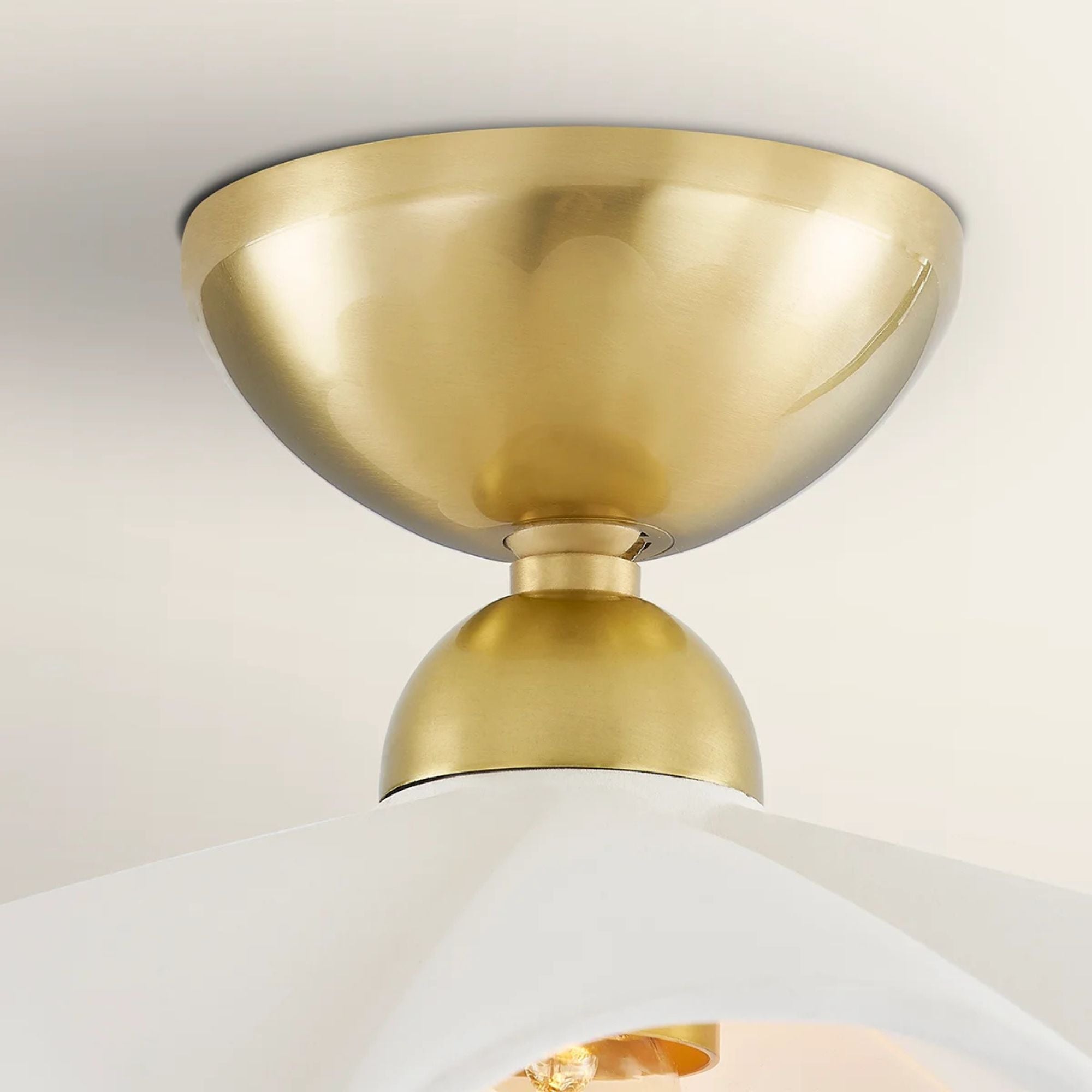 Maisie 20" Adjustable Semi Flush/Pendant Light, Aged Brass/Ceramic White Finish