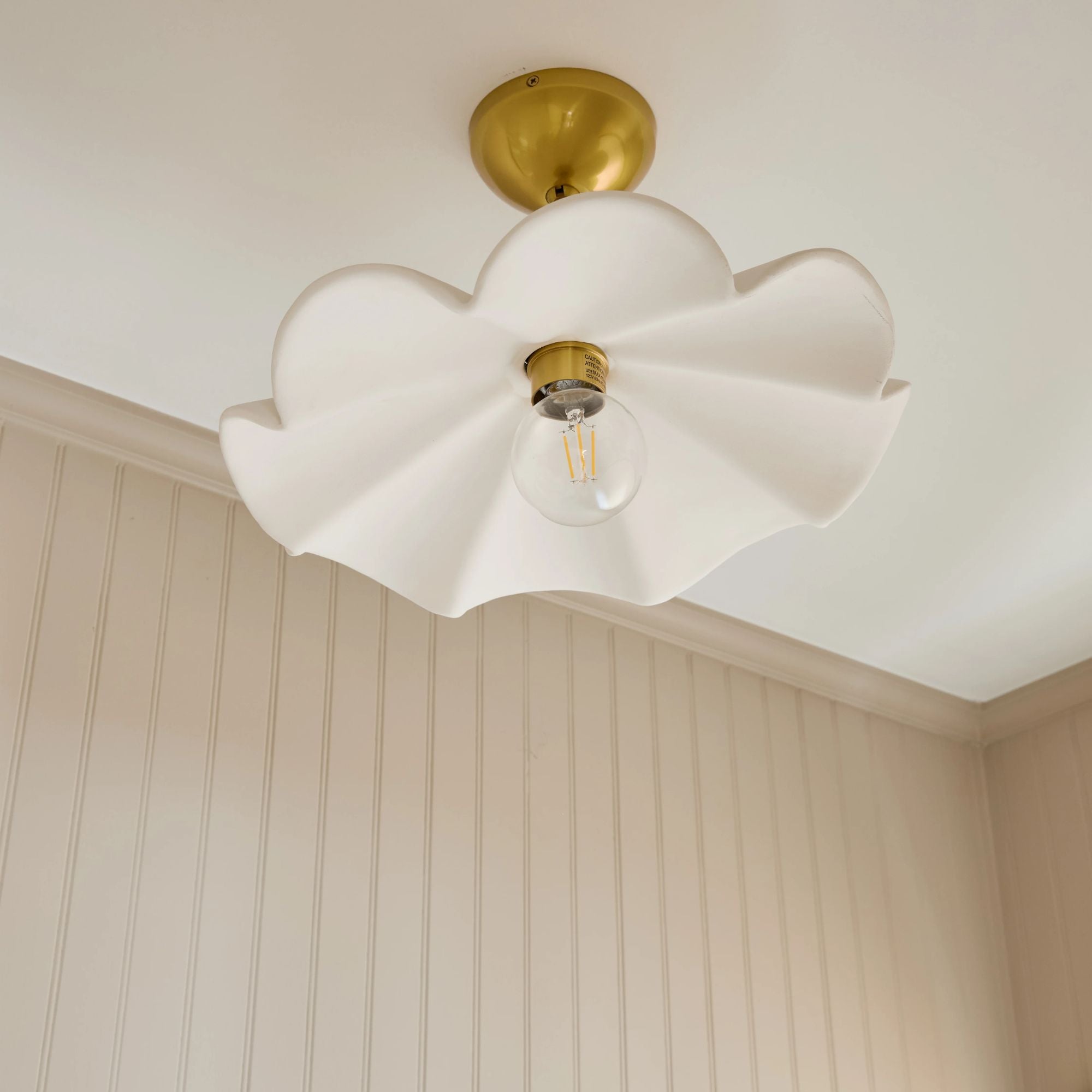 Maisie 20" Adjustable Semi Flush/Pendant Light, Aged Brass/Ceramic White Finish