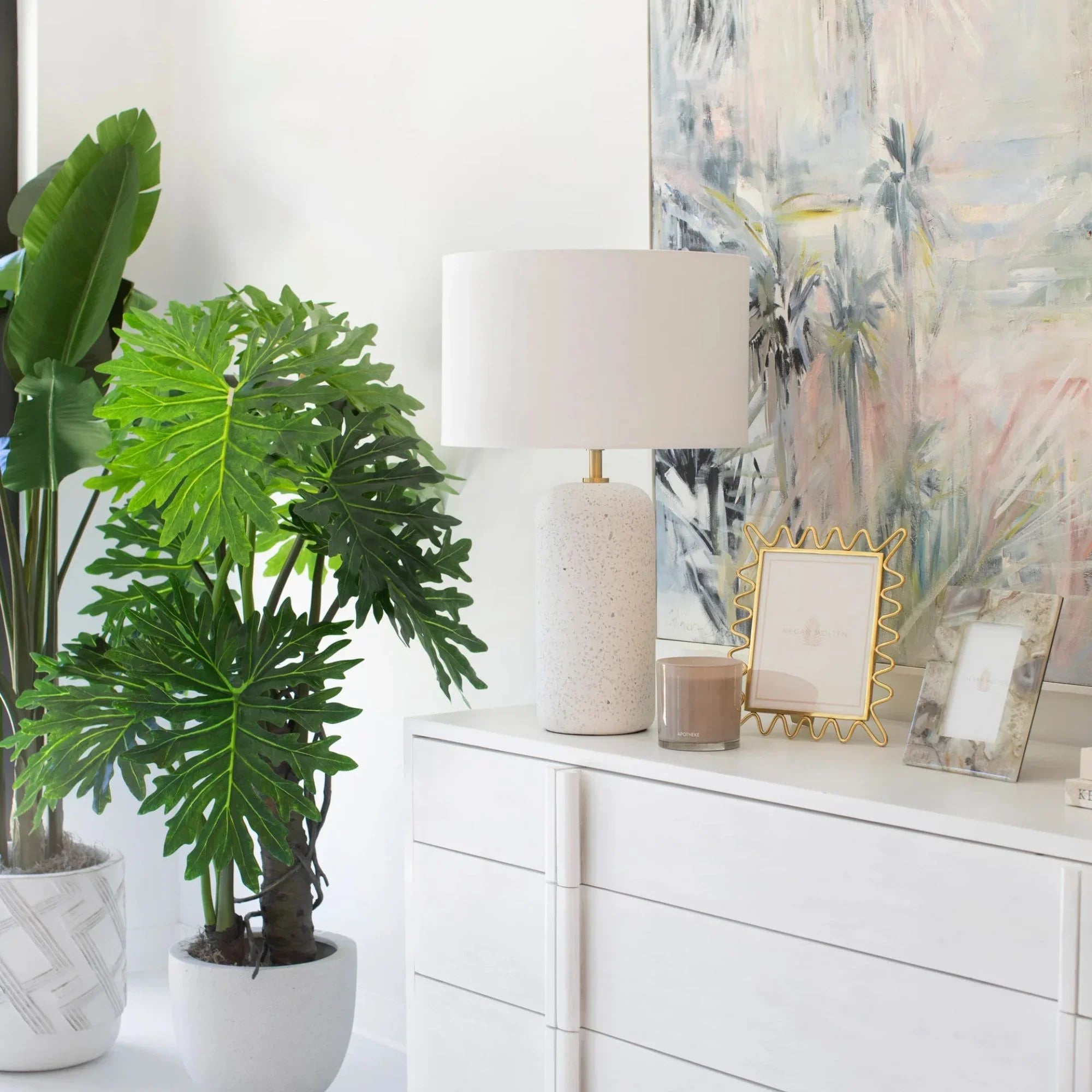 Mitzi - Margaret 27" Table Lamp, Aged Brass/Blue-Grey Terrazzo Finish | Bees Lighting